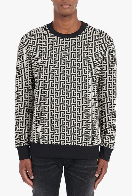 Ivory and black jersey sweatshirt with Balmain monogram - 5