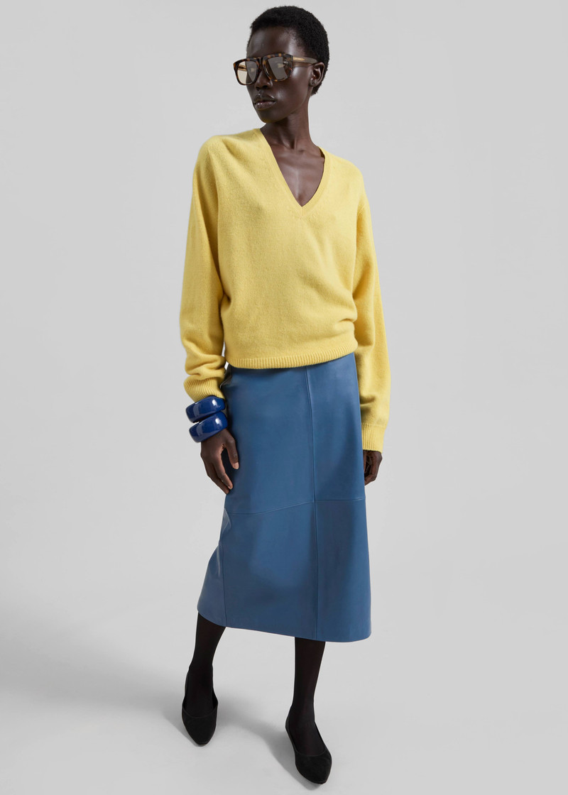 Taney Leather Midi Skirt - Cobalt 4