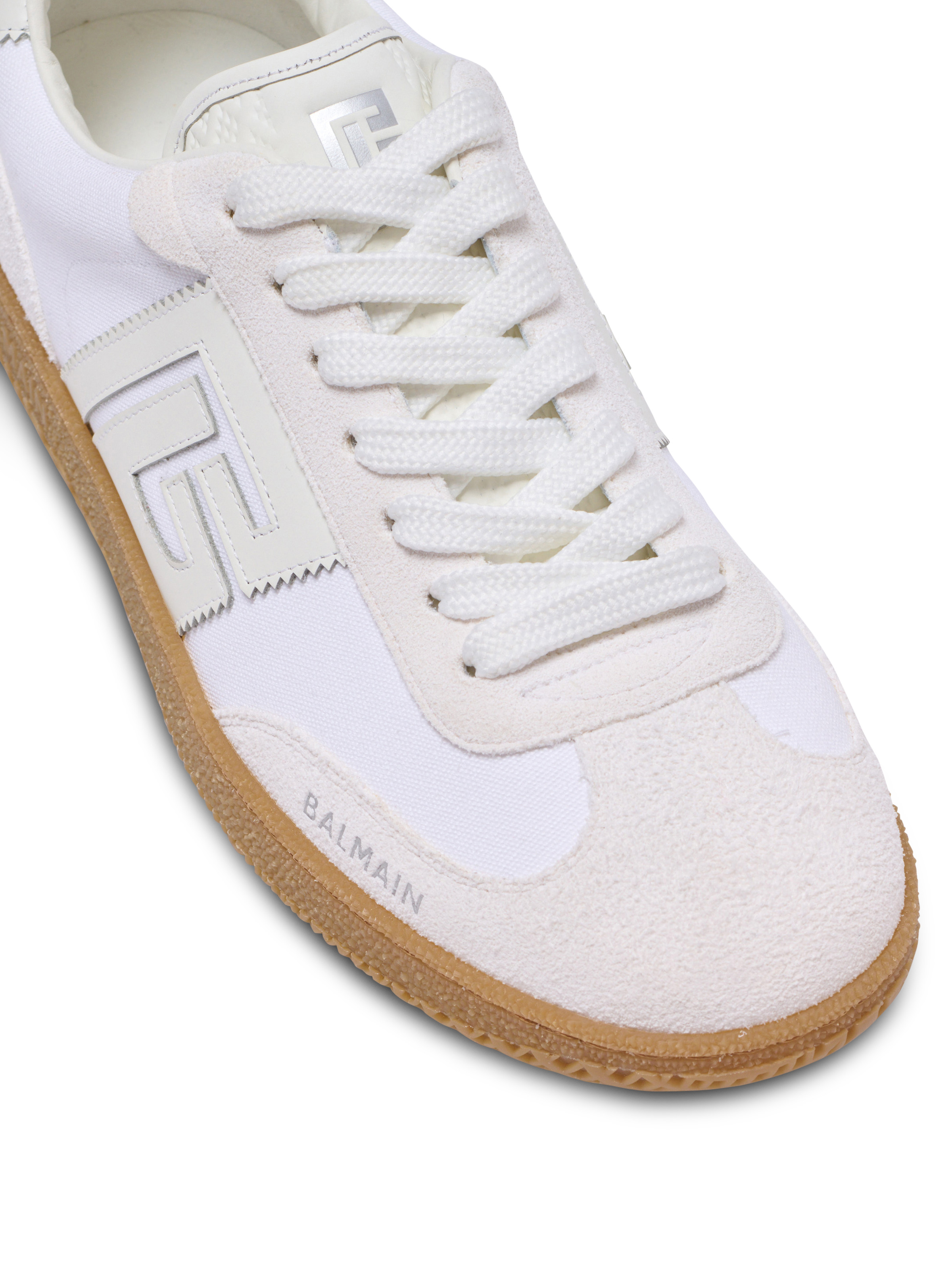 Leather and canvas Balmain Swan trainers - 6