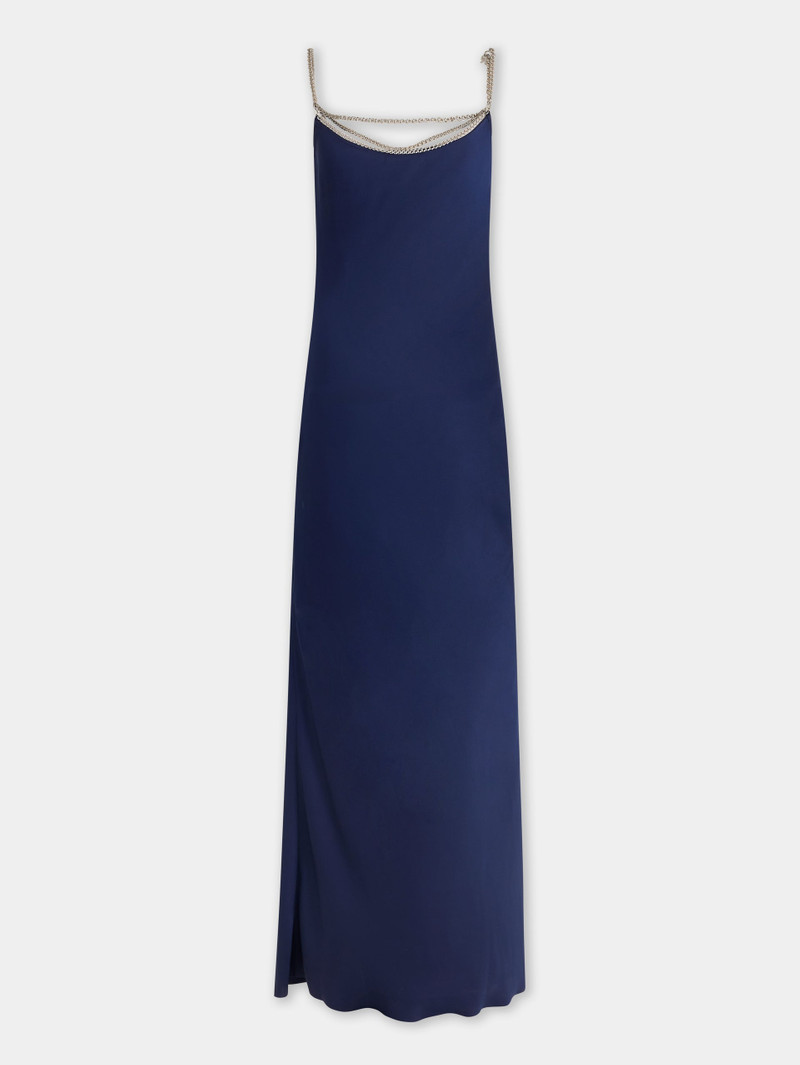 rabanne BLUE NAVY LONG SLEEVELESS DRESS IN SATIN outlook