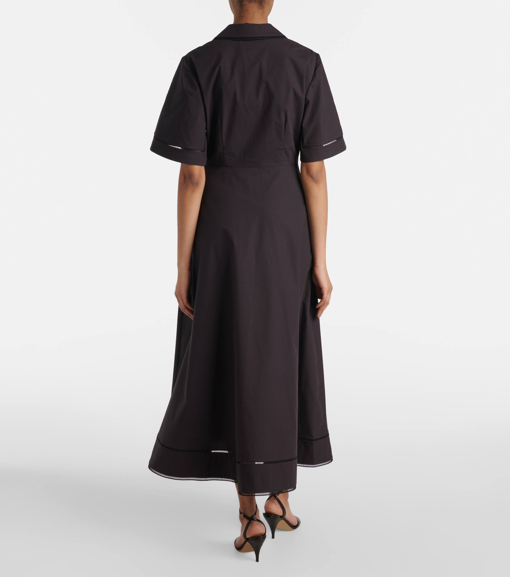 Embroidered cotton poplin midi dress - 3