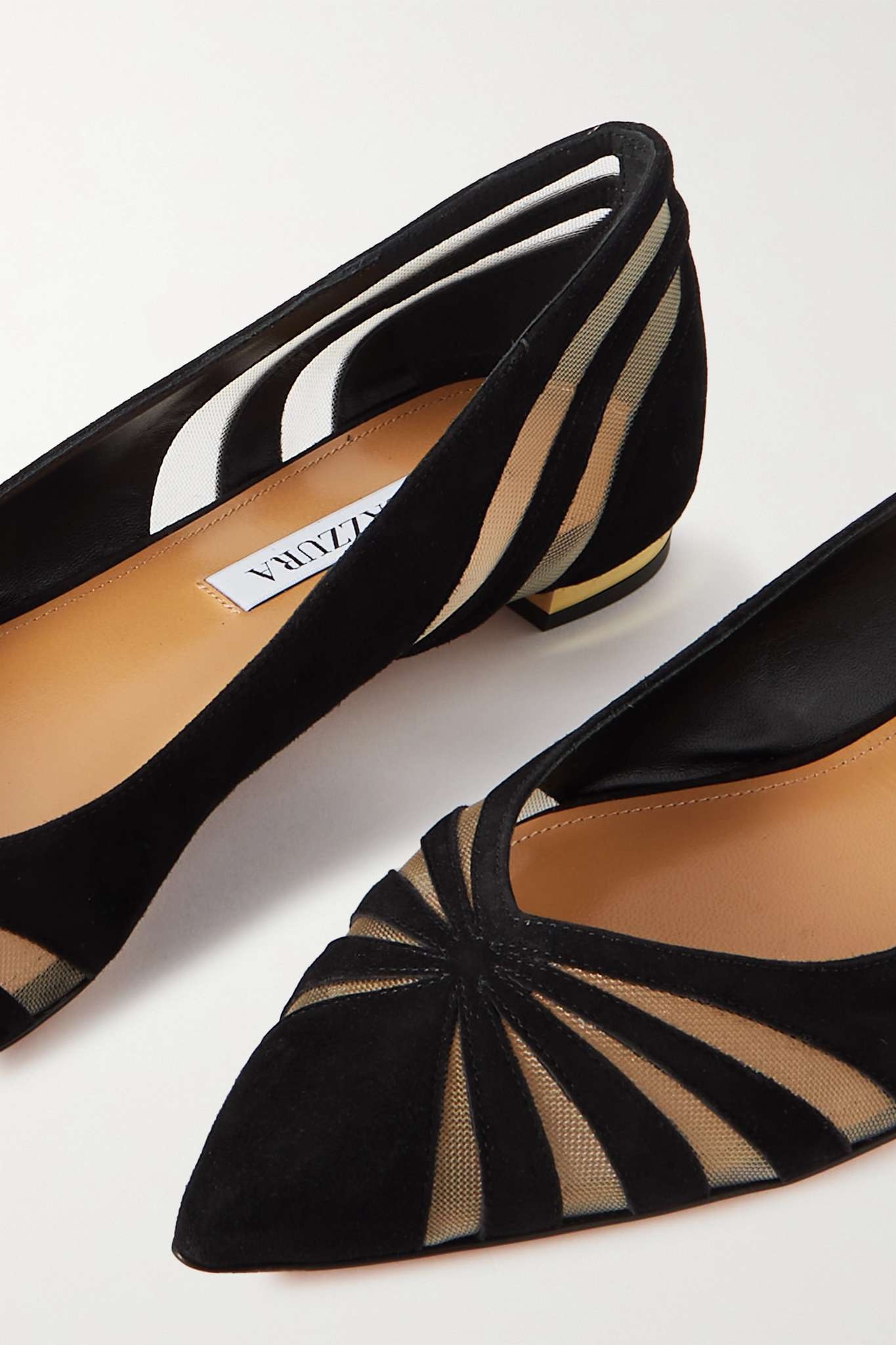 The Spy tulle-trimmed suede ballet flats - 4