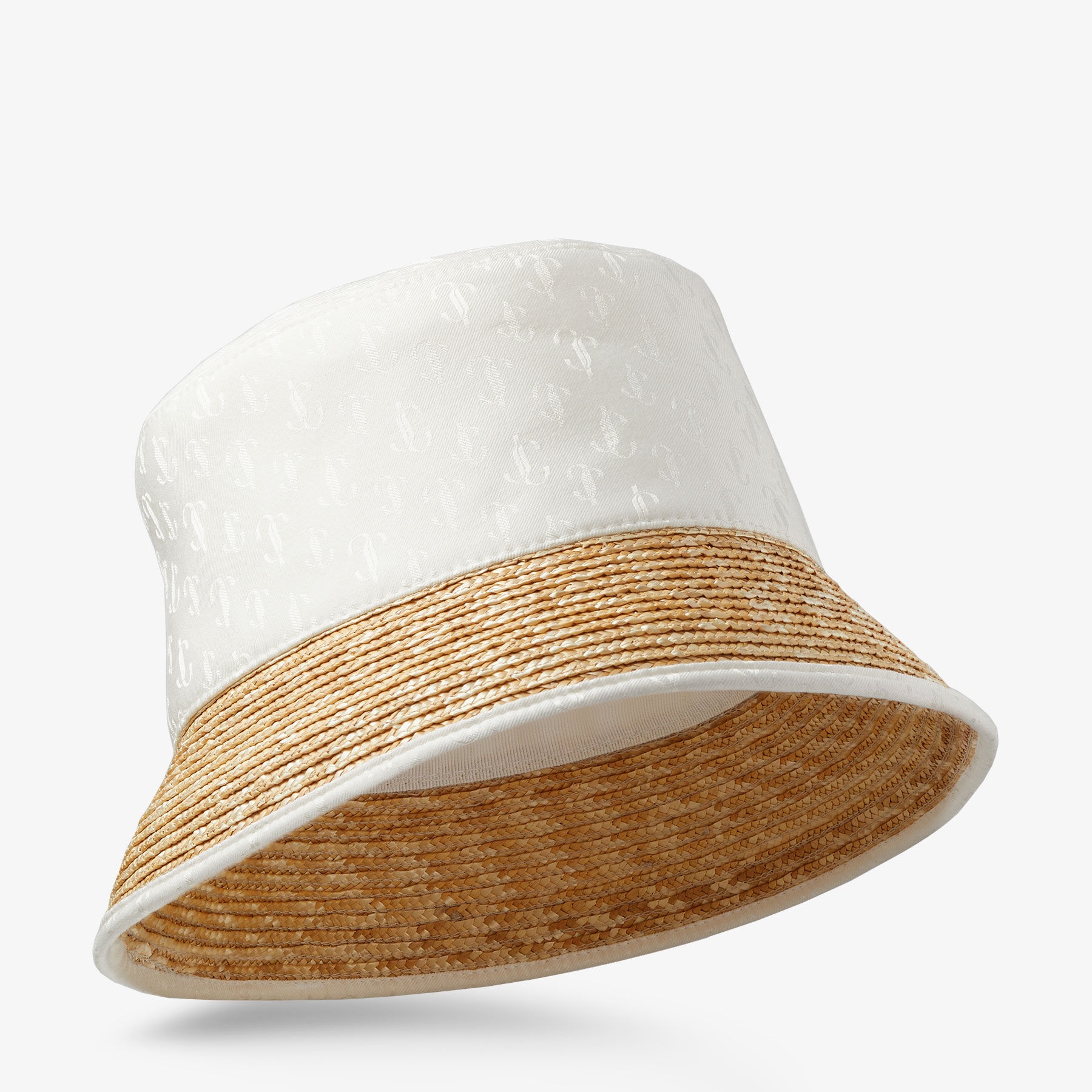 Renata
Latte JC Monogram Jacquard Silk, Modal and Raffia Bucket Hat - 2