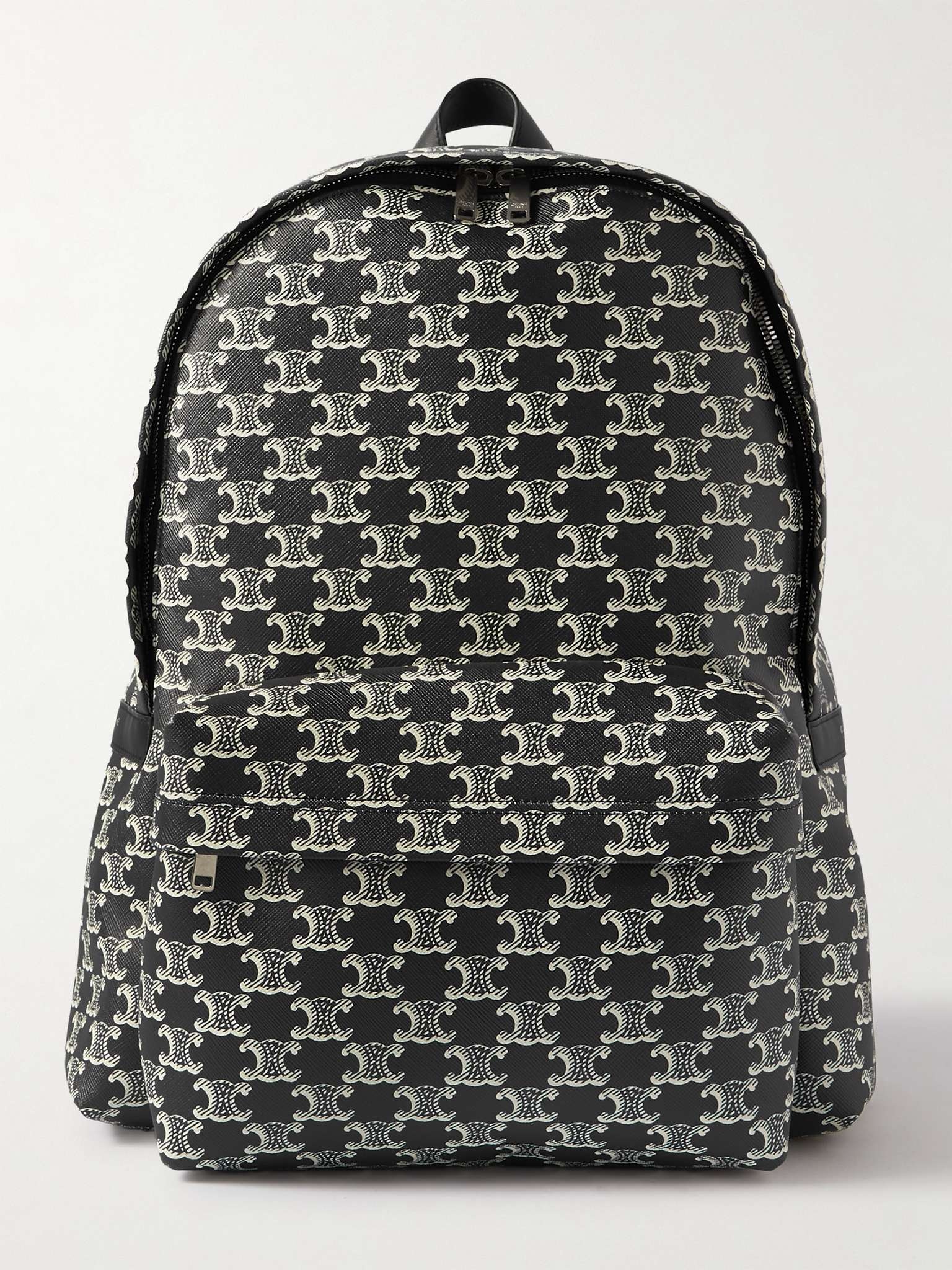 Triomphe Leather-Trimmed Logo-Print Coated-Canvas Backpack - 1