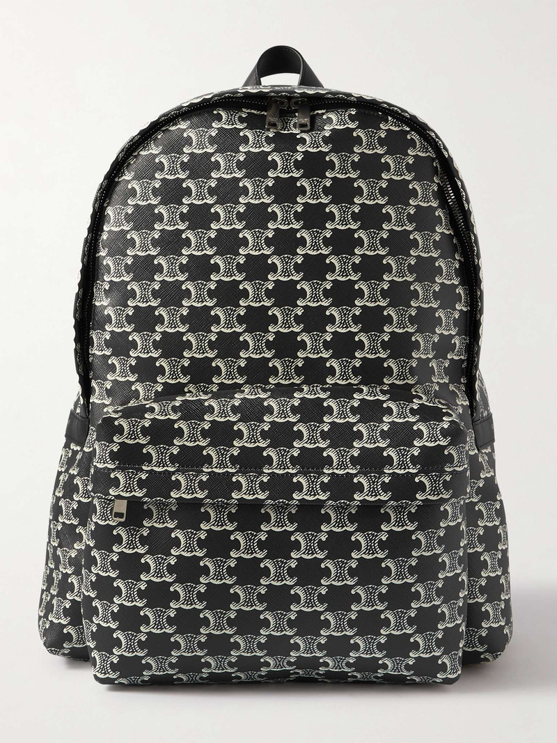 Triomphe Leather-Trimmed Logo-Print Coated-Canvas Backpack 1