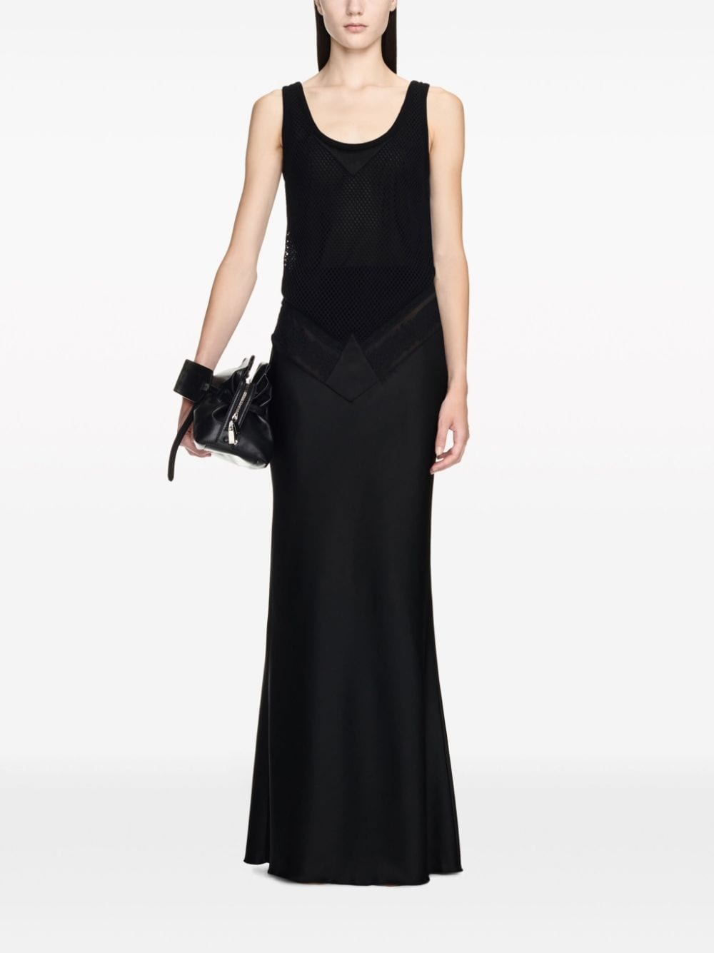 lace-panel satin maxi dress - 2