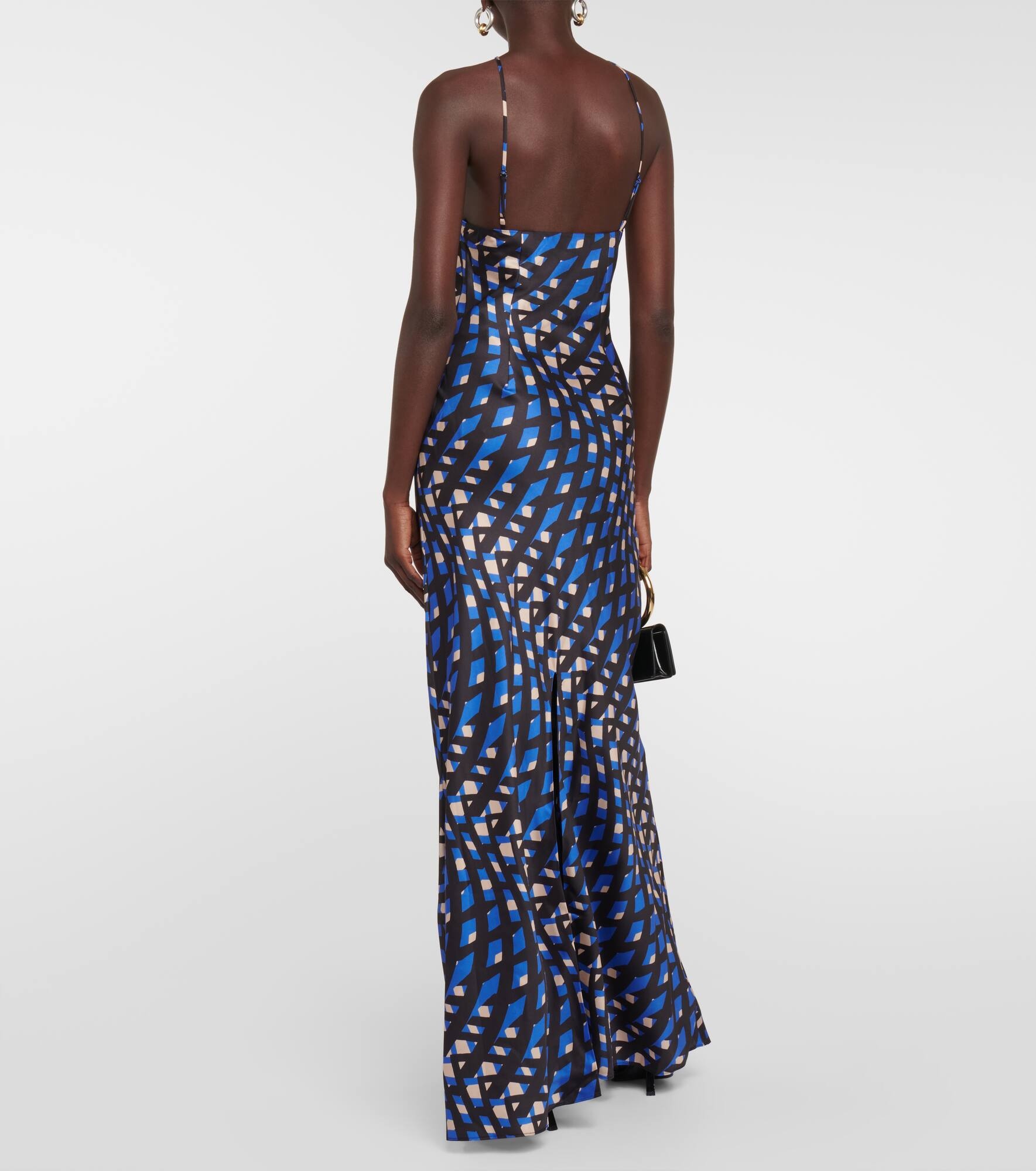 Cubism printed halterneck satin maxi dress - 3