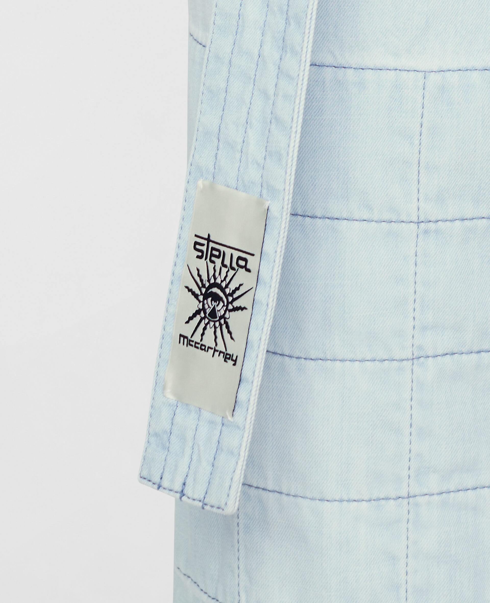 Belted Cotton Denim Pants - 5