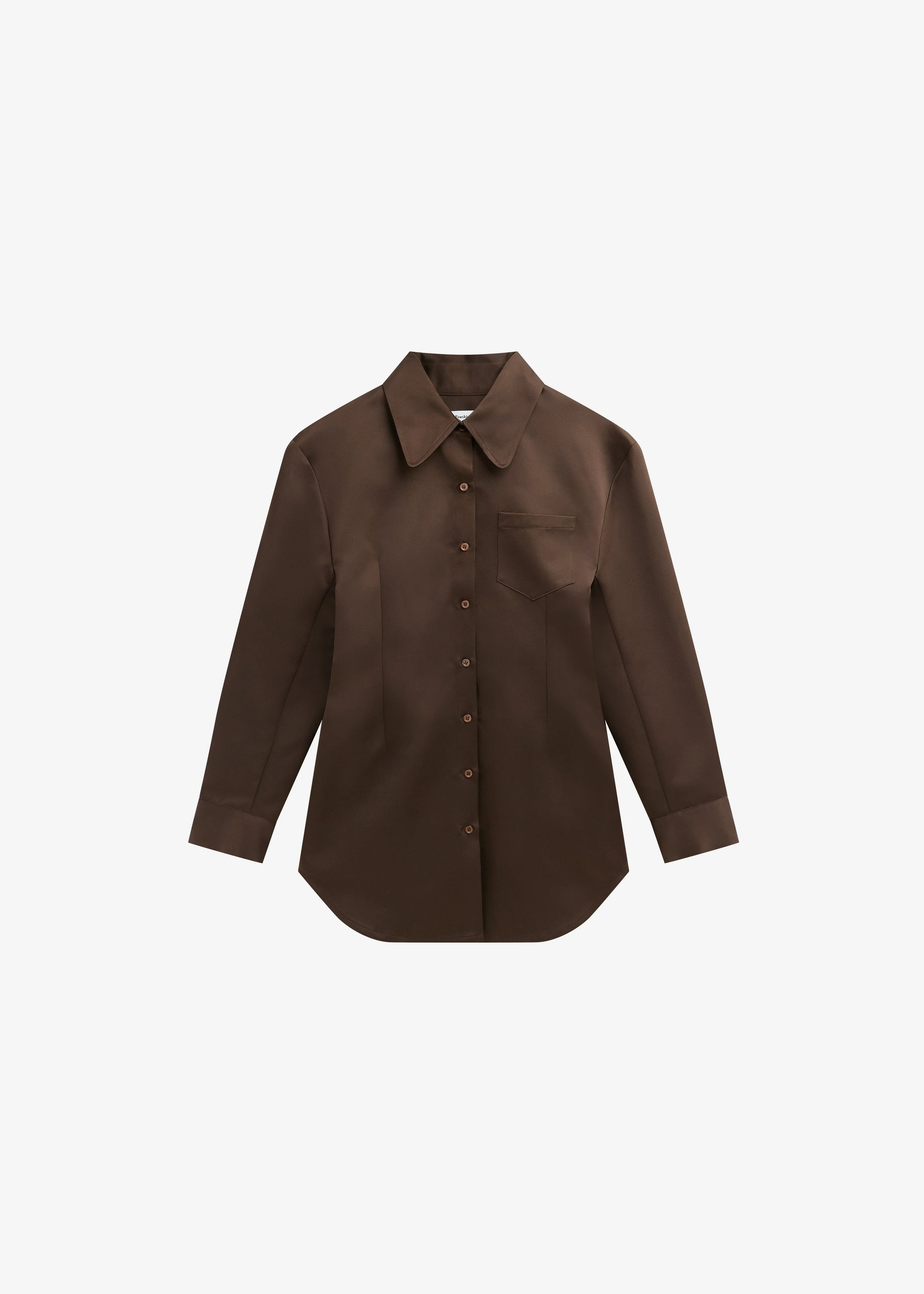 Akita Satin Cinched Shirt Dress - Brown - 1