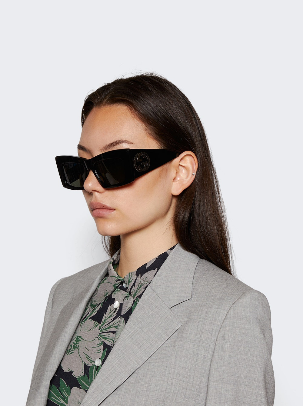 Square Frame Sunglasses Shiny Black - 3