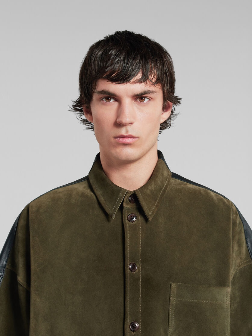 GREEN SUEDE SHIRT WITH LEATHER BACK - 4