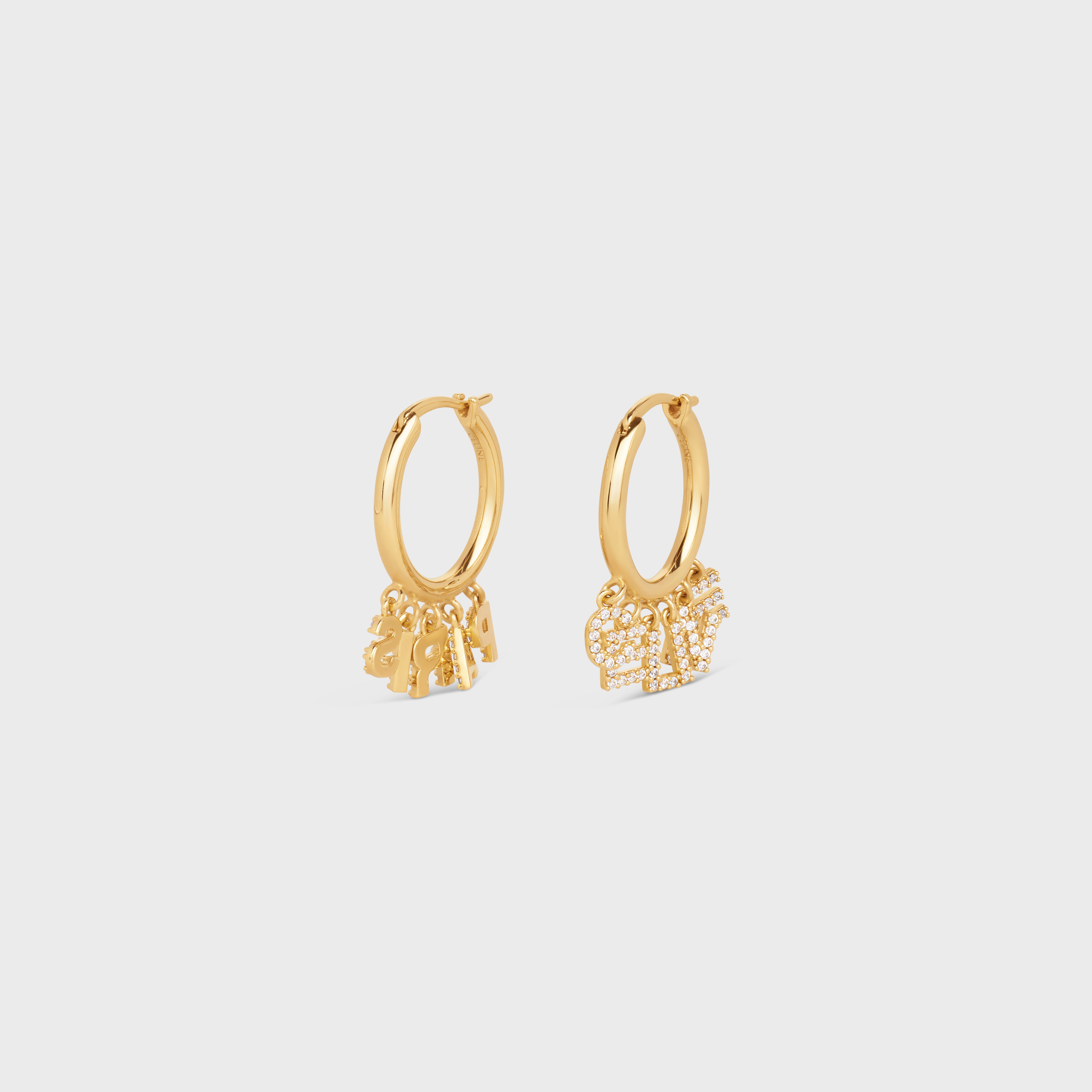 Celine Paris Hoops in Brass with Gold Finish and Crystals 2