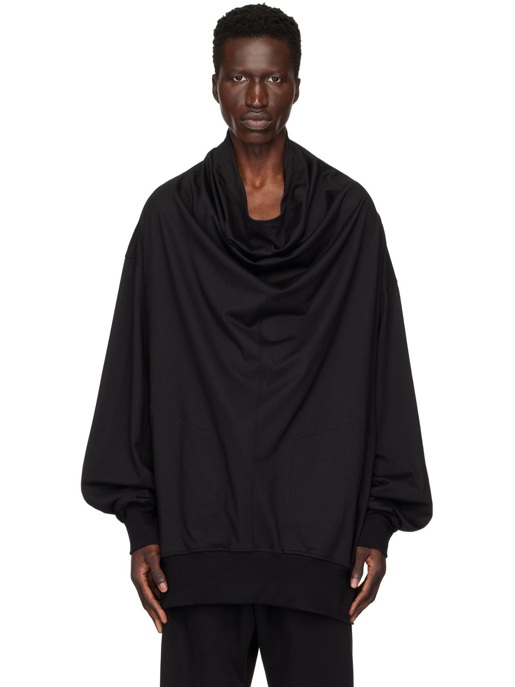 Black Drape Long Sleeve T-Shirt - 1