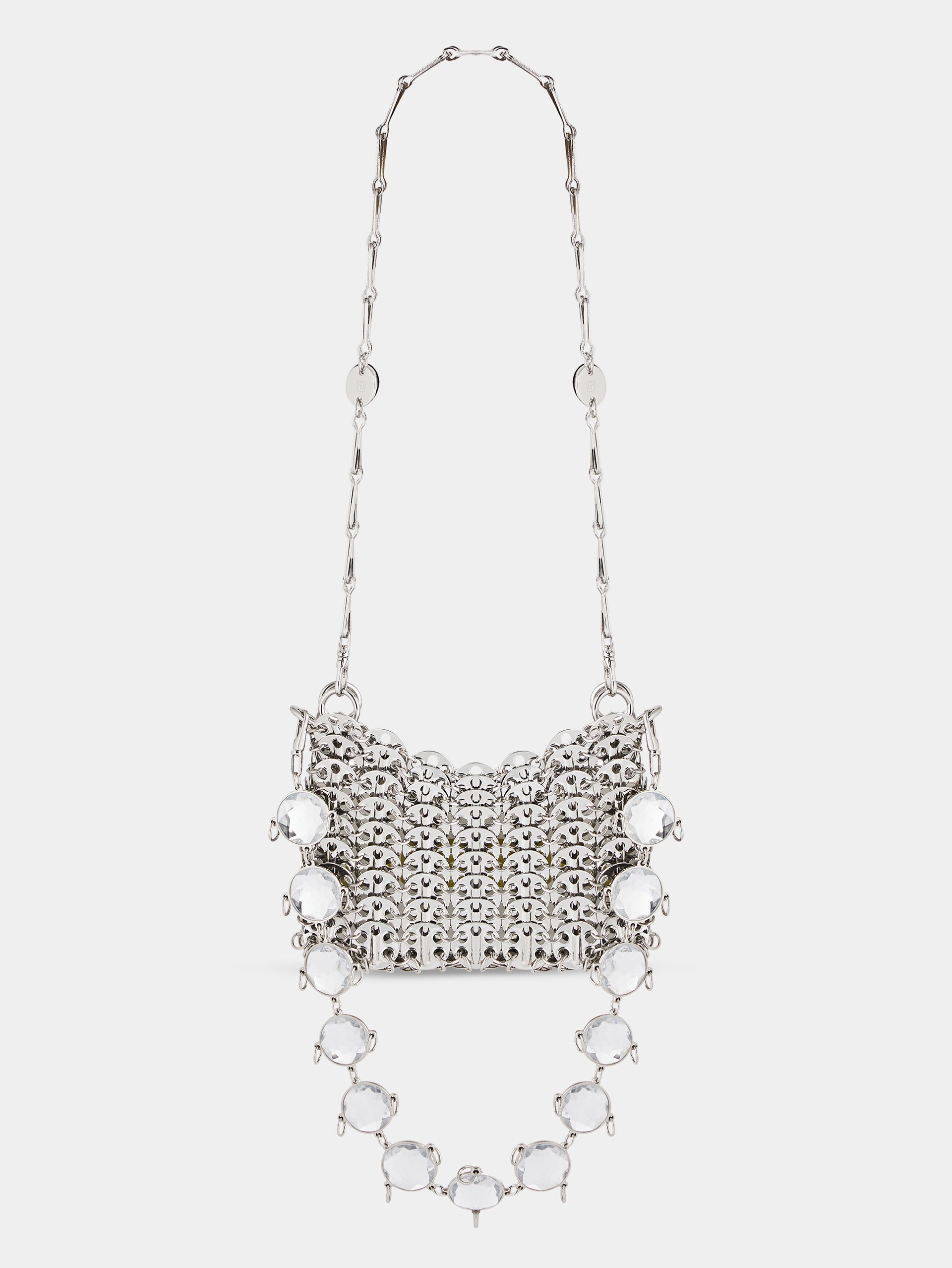 Iconic Silver Micro 1969 Bag embellished with Rhinestones