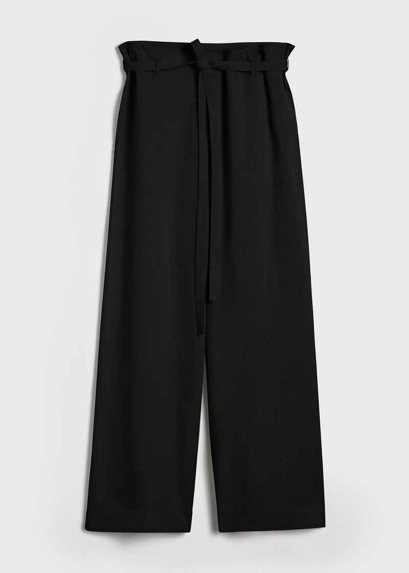 Fluid tie-waist trousers black 1