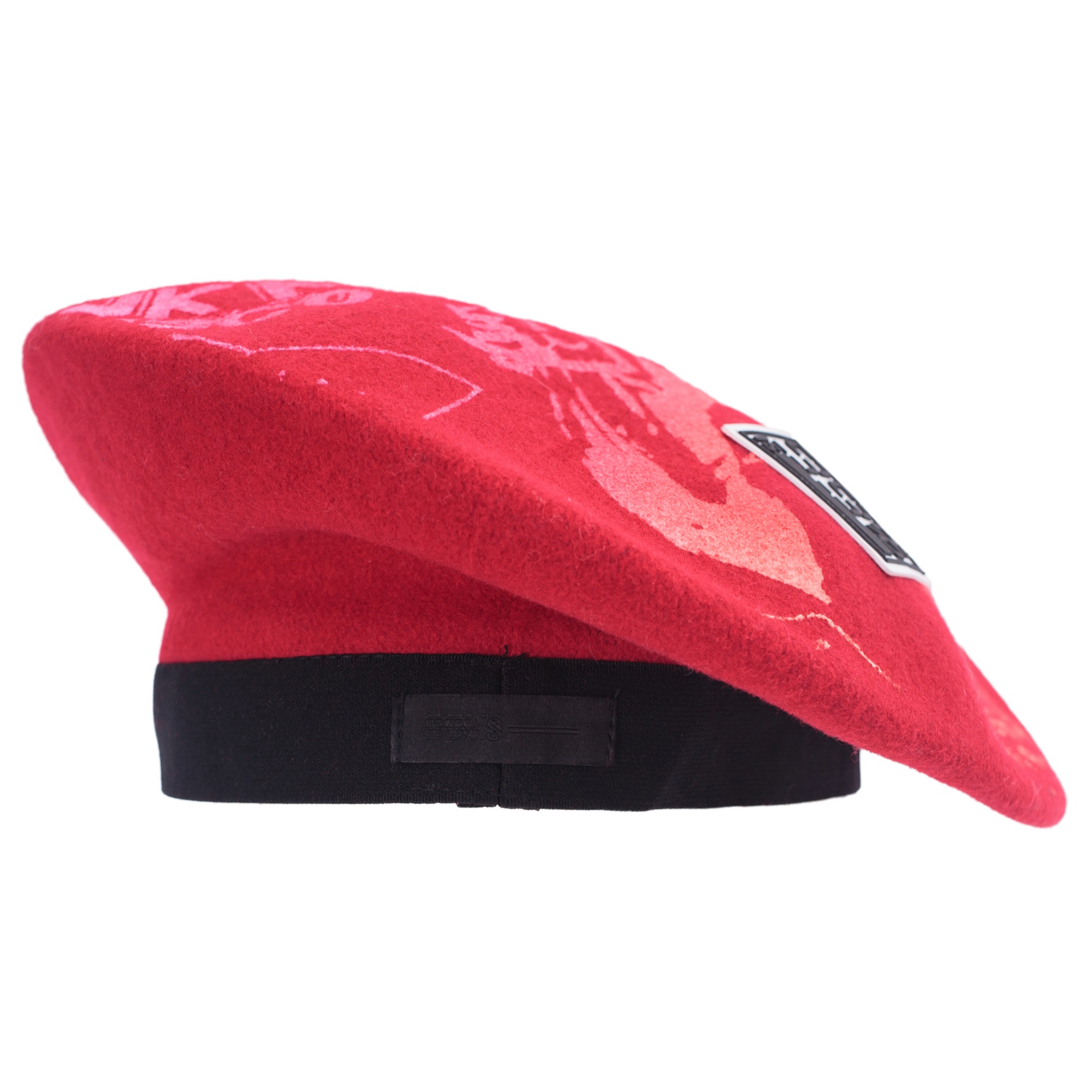 RED BERET WITH PINK PRINT - 2