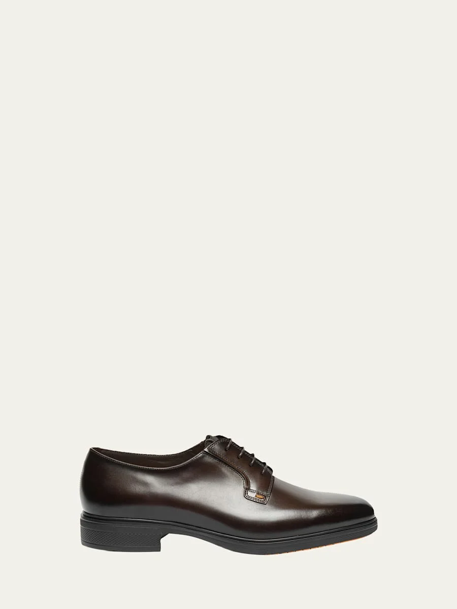 Men's Easy Collection Leather Rubber-Sole Derby Shoes - 1