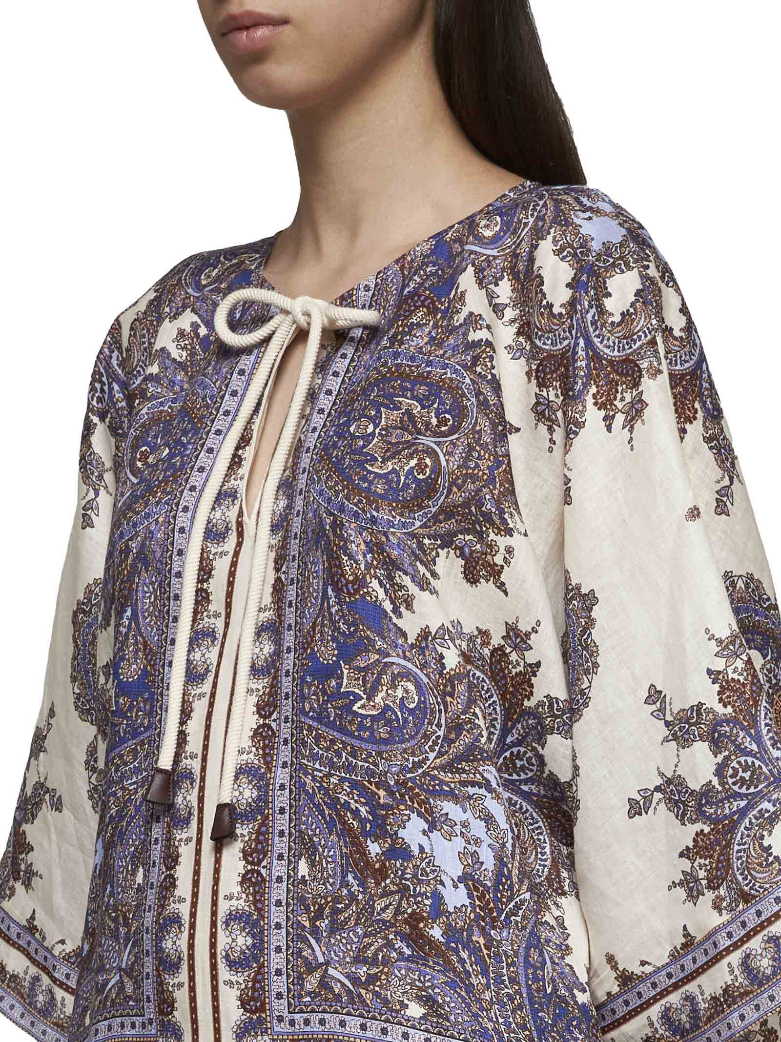 Ottie print linen kaftan midi dress - 4