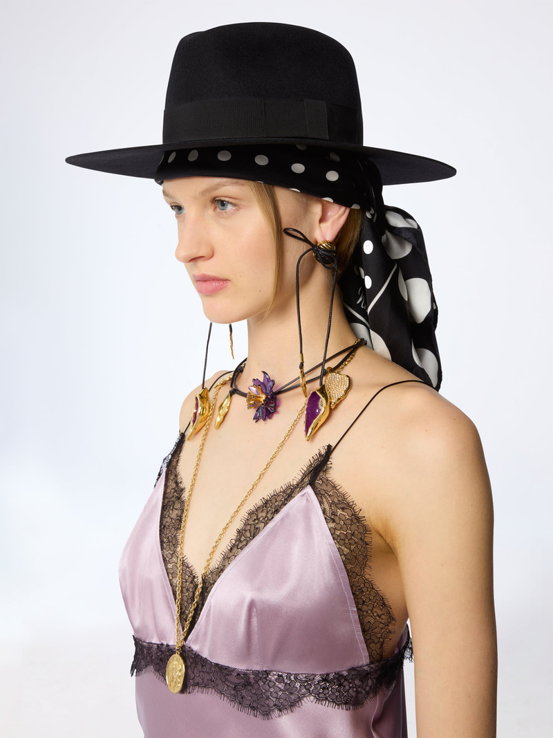 NINA RICCI Black Felt Fedora Hat outlook