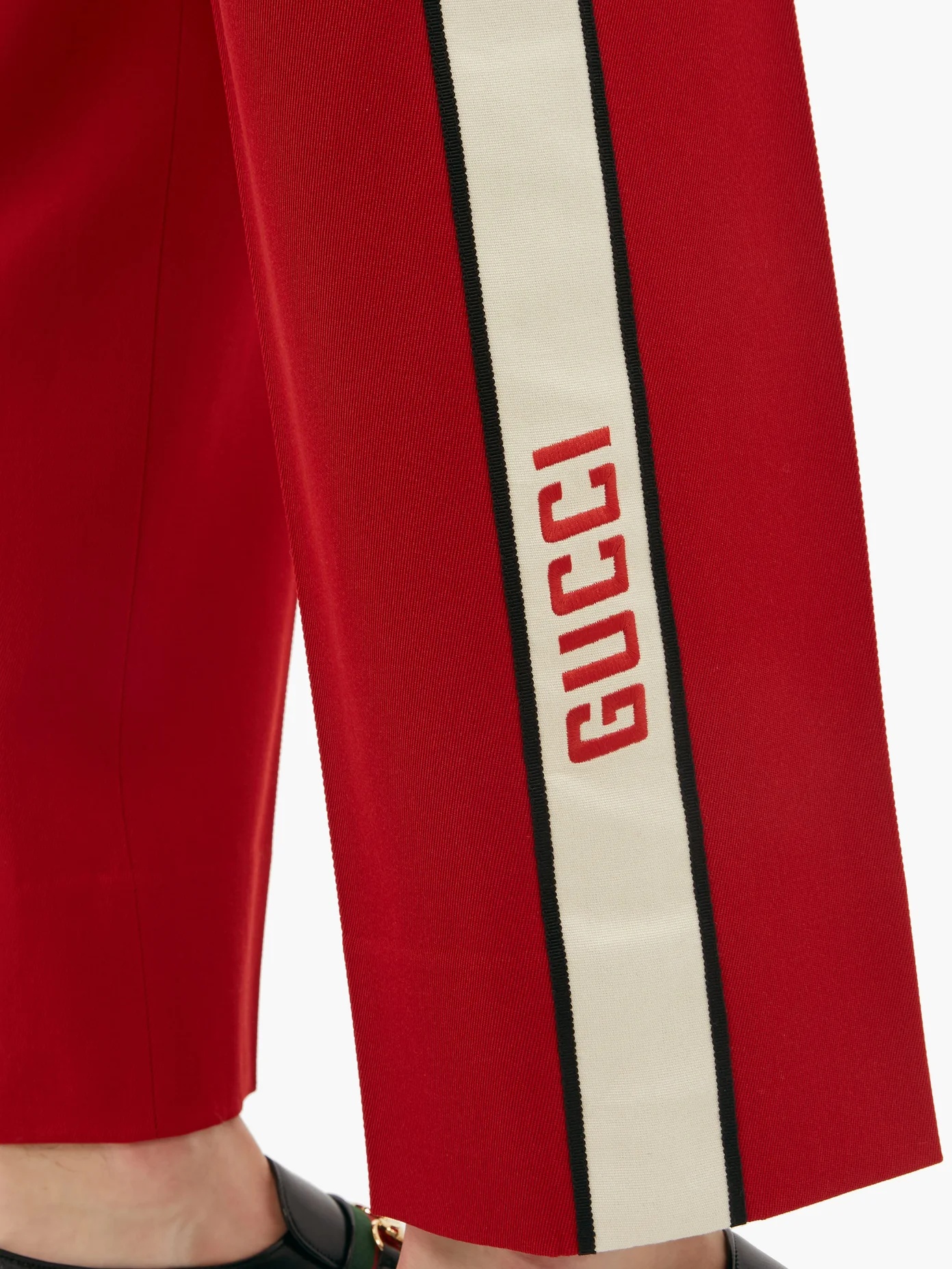 Straight-leg logo-stripe wool trousers - 3