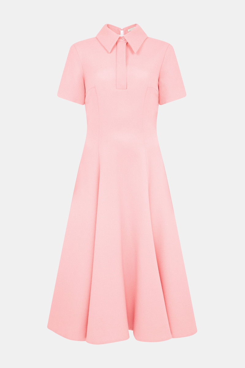 Feliciana Dress In Pink Sorbet Single Wool Crepe 1