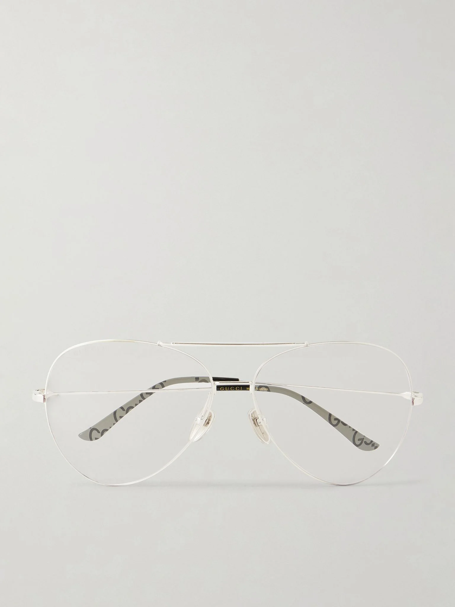 Aviator-style silver-tone sunglasses Clear - 1