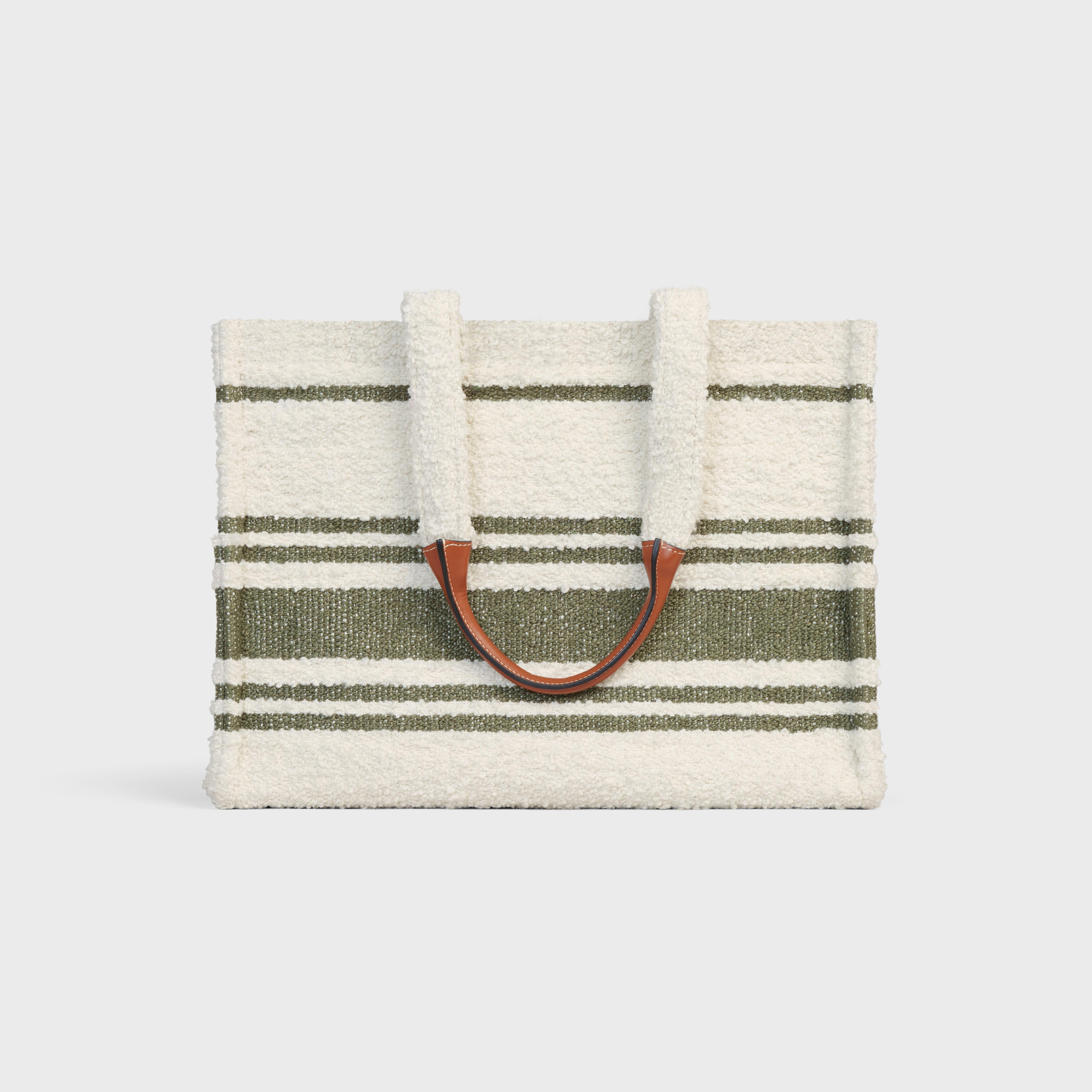 Large Cabas Thais in STRIPED TEXTILE AND CALFSKIN - 3