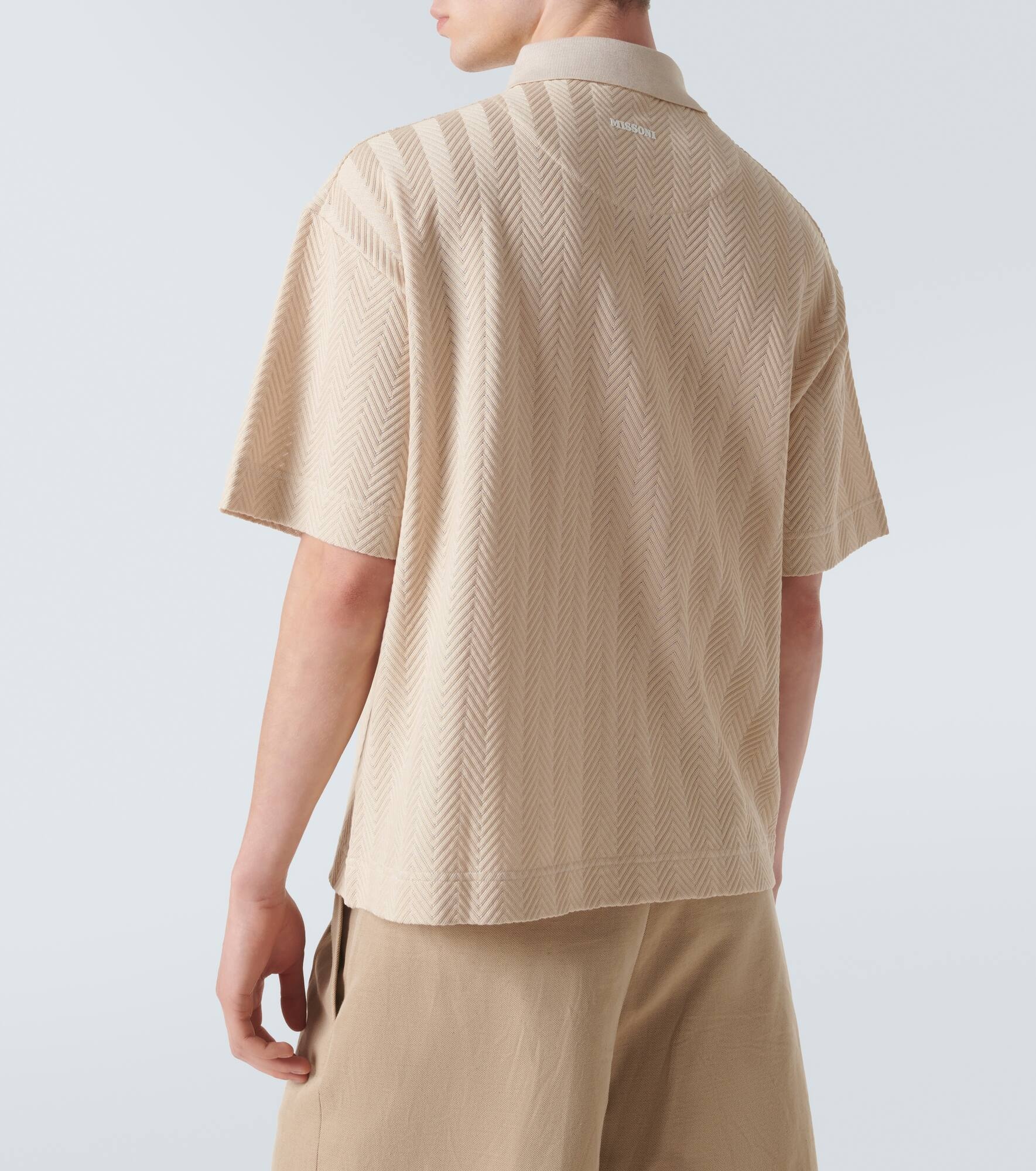 Chevron cotton-blend polo shirt - 4