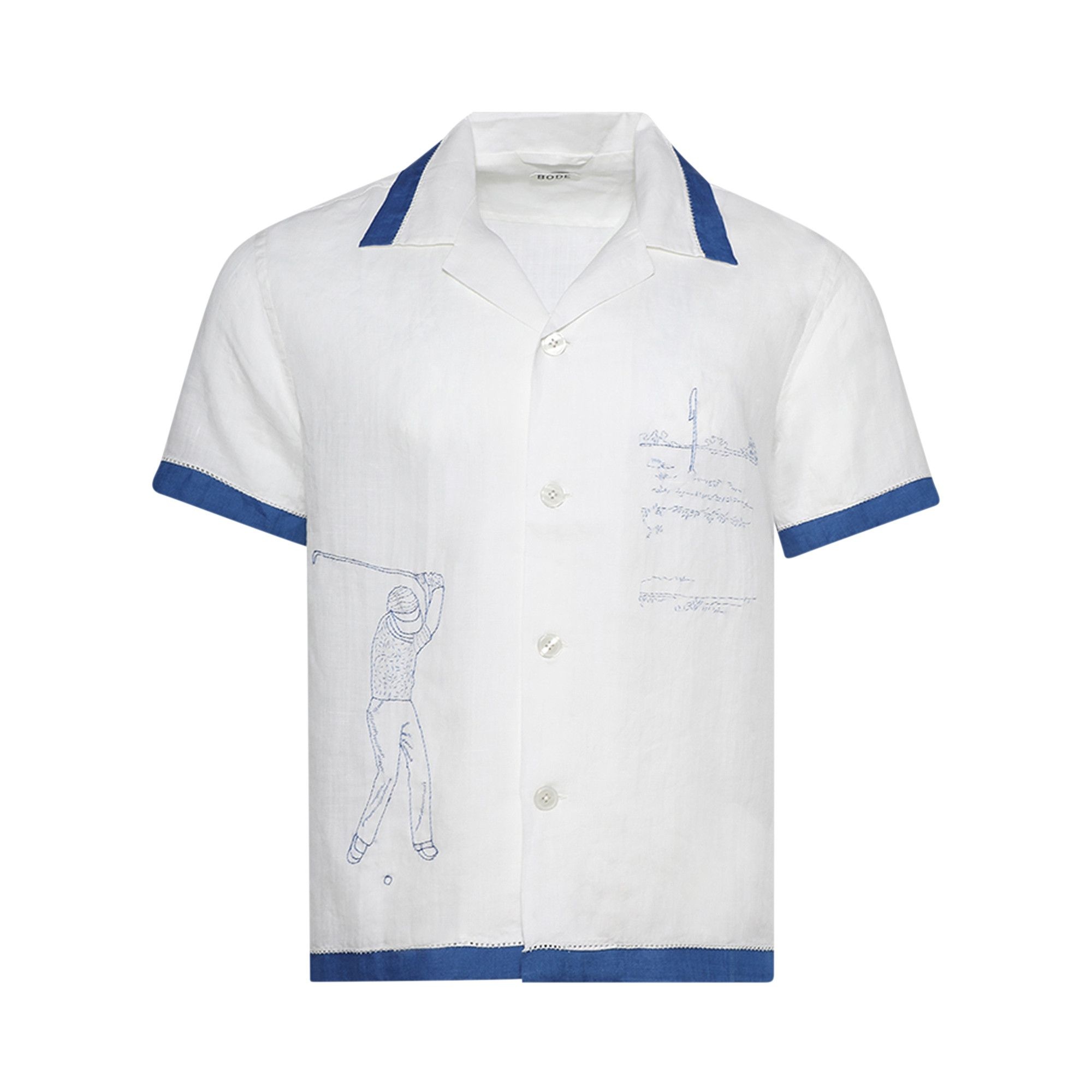 BODE Bode Club Champion Short-Sleeve Shirt 'White/Blue' goat