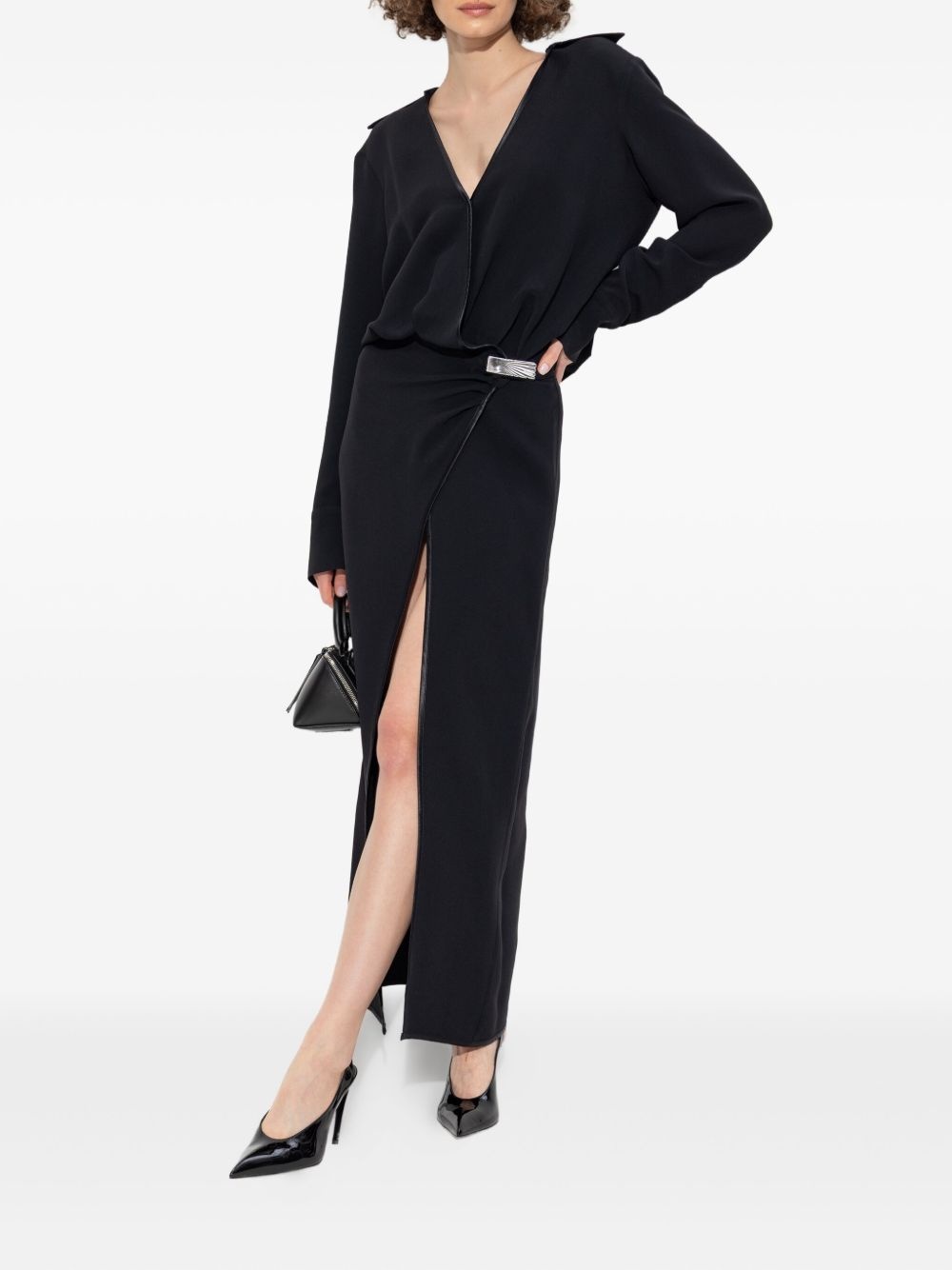 wrap-front split dress - 2