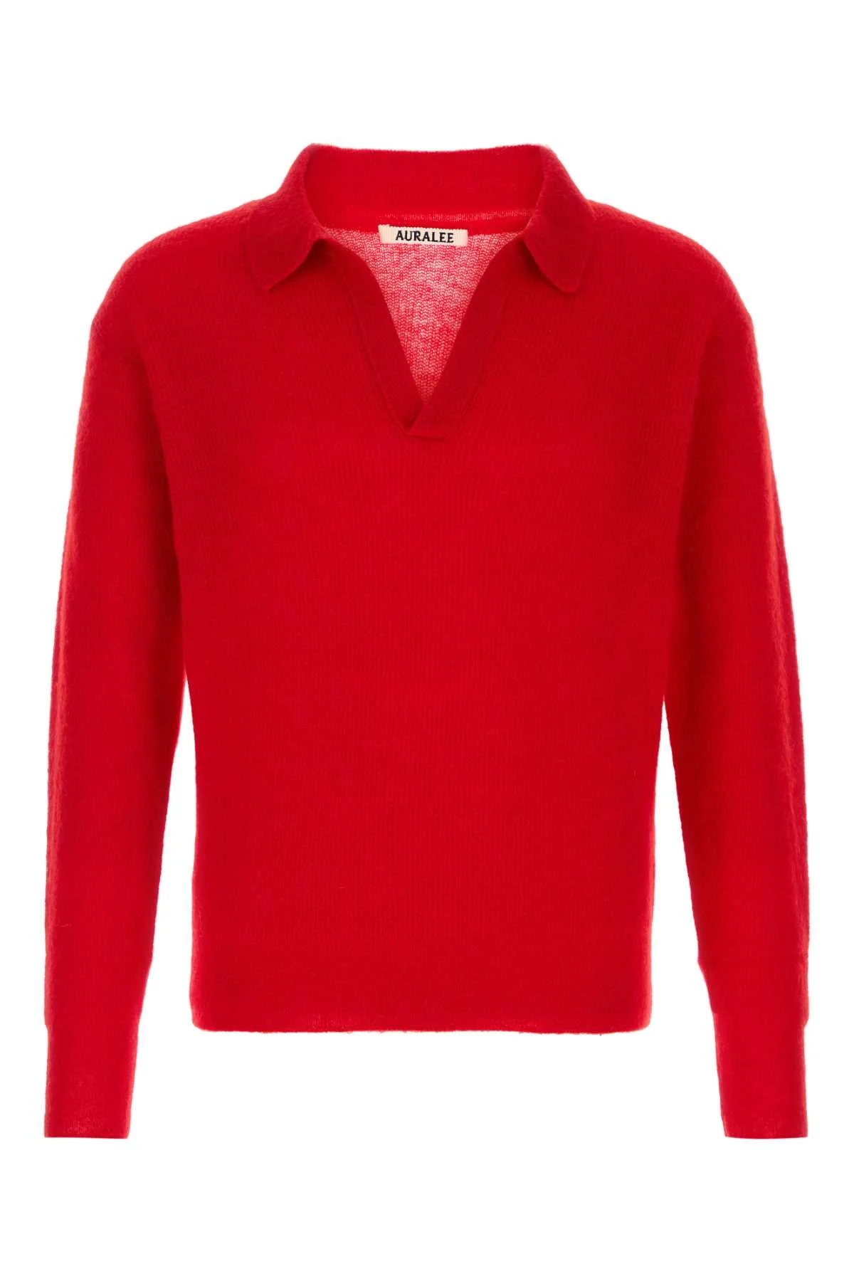 Auralee Men Red Alpaca Blend Polo Shirt - 1