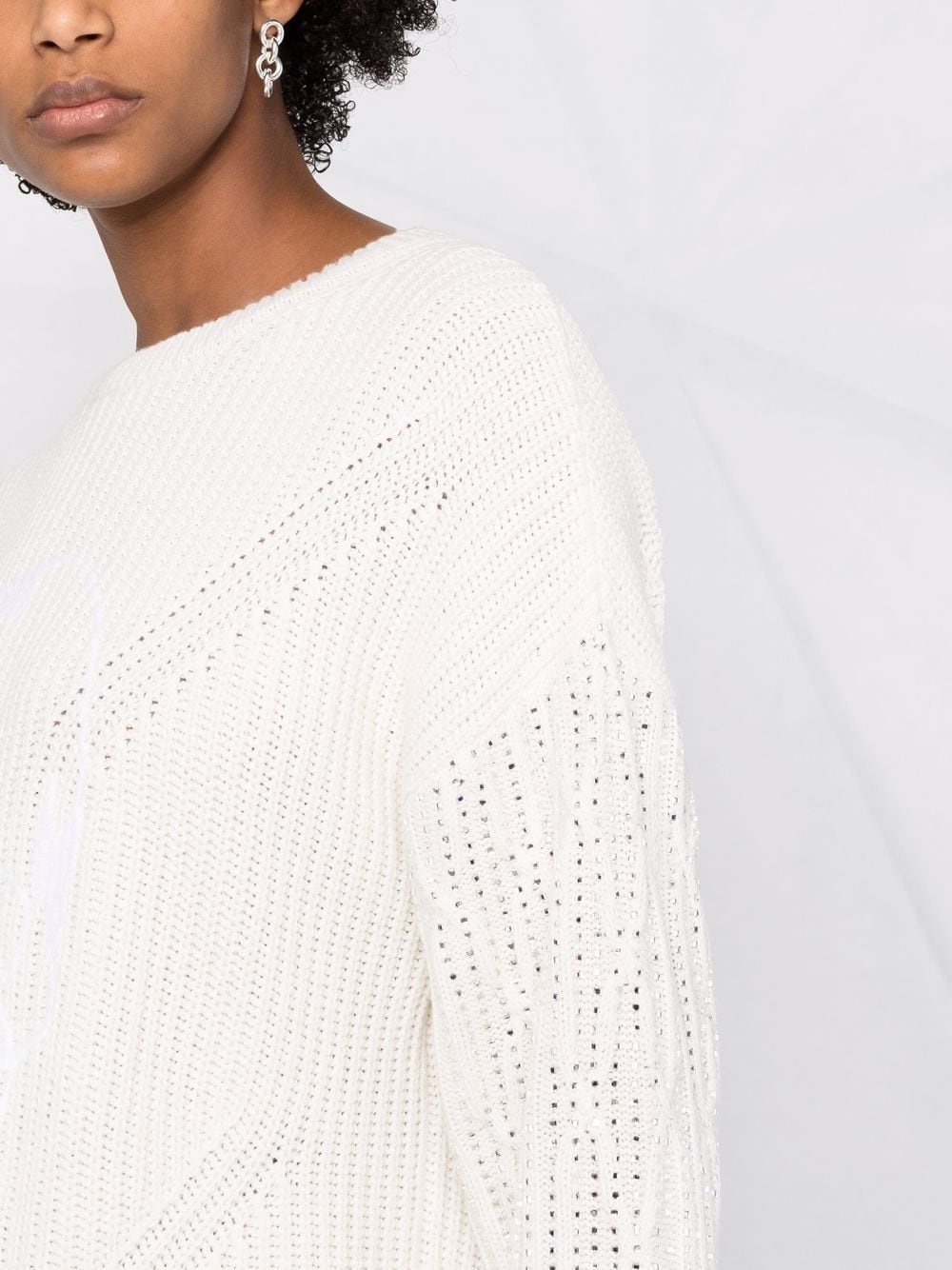 crystal-embellished knitted jumper - 5