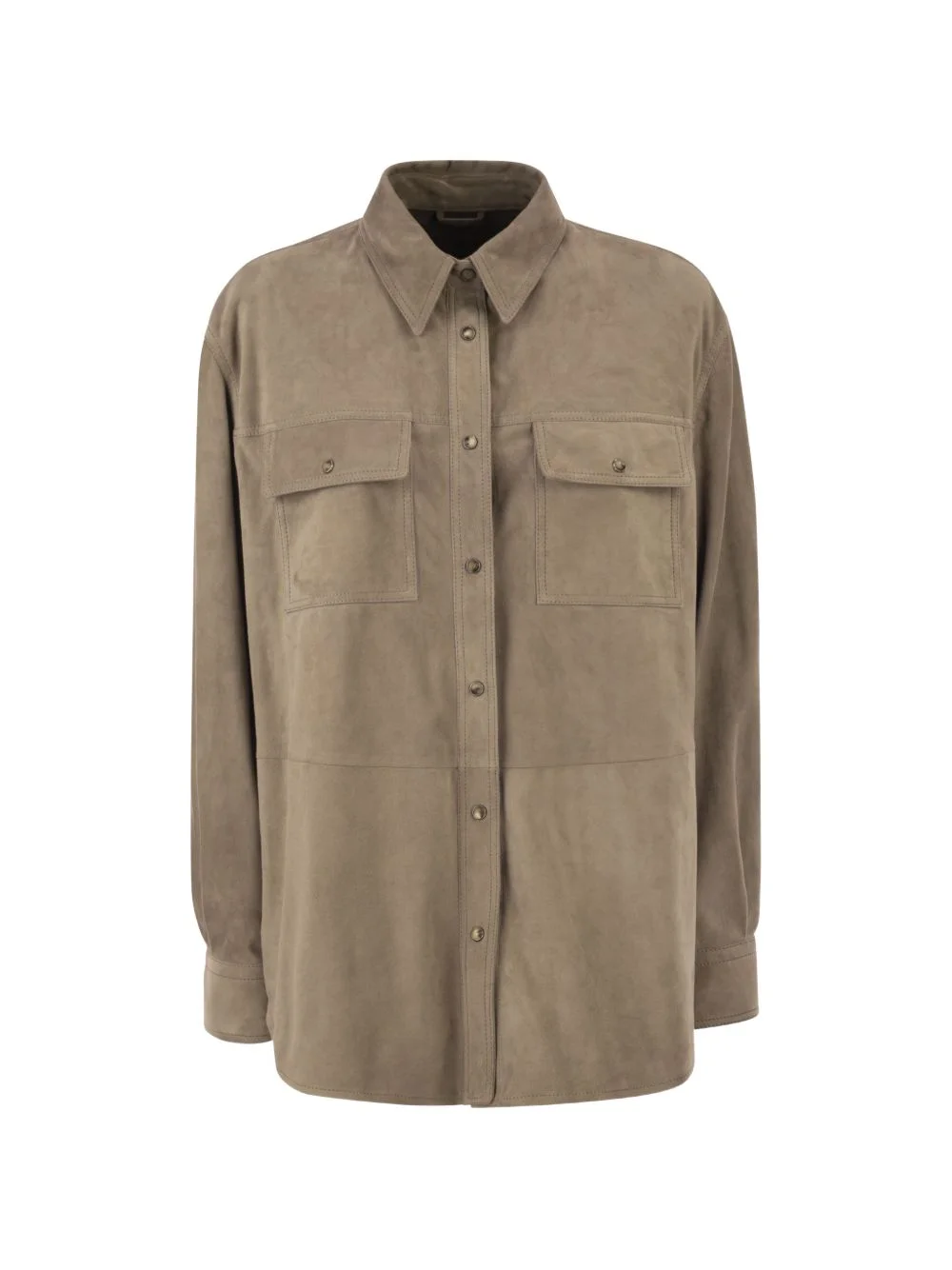 patch pocket suede overshirt - 1