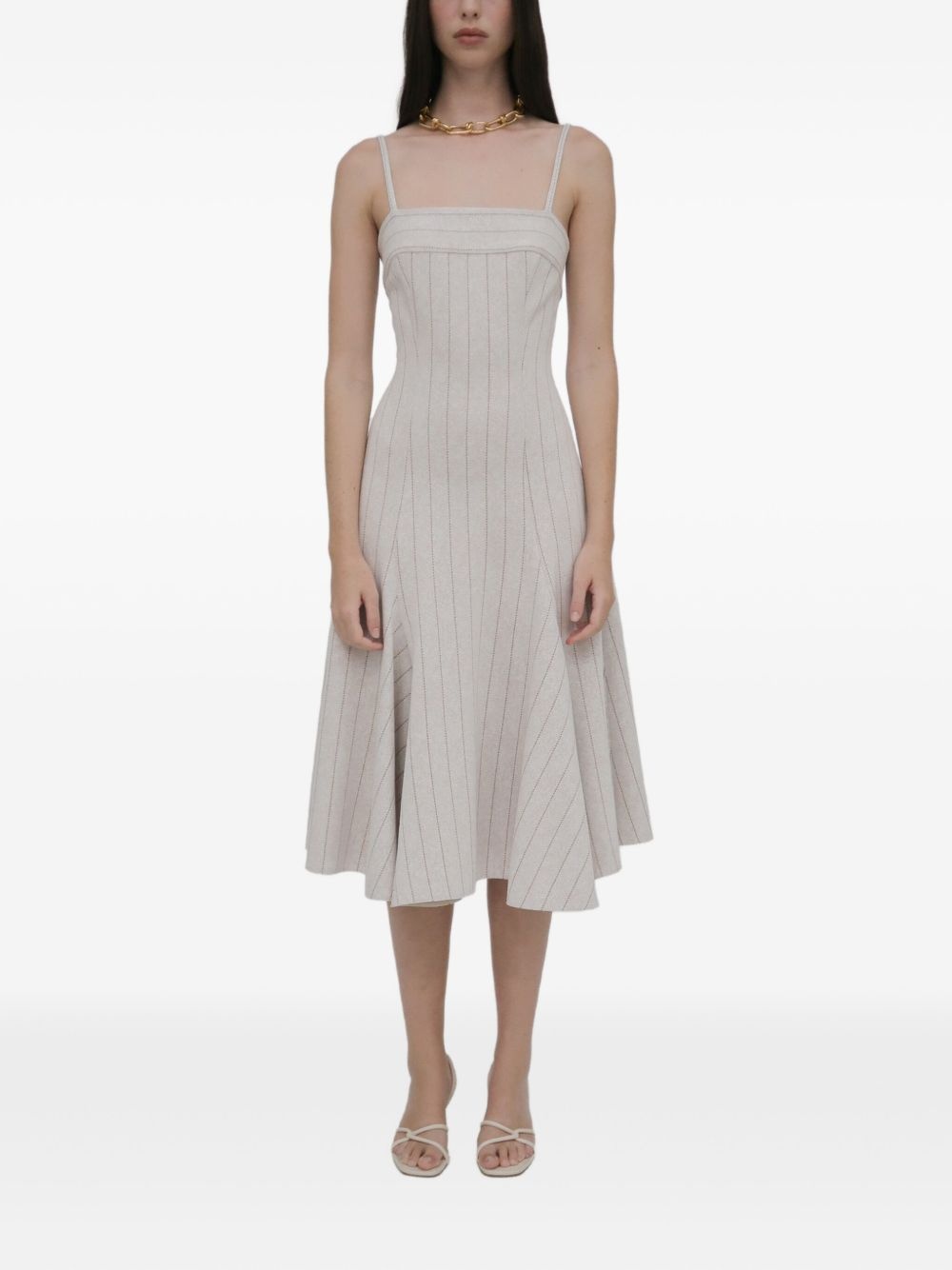 pinstripe godet dress - 2
