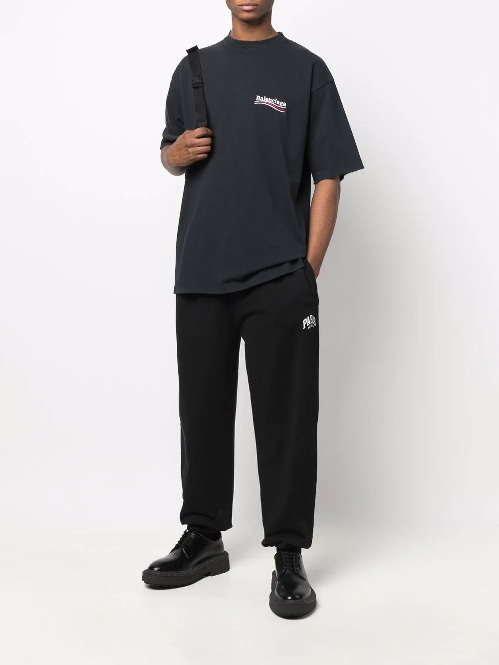 slogan-print cotton track pants - 2