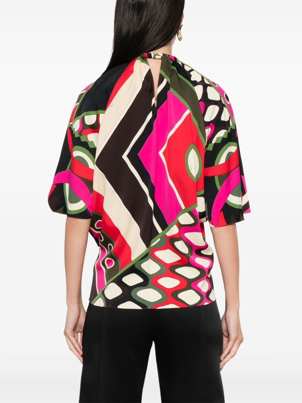 Vivara-print V-neck blouse - 4