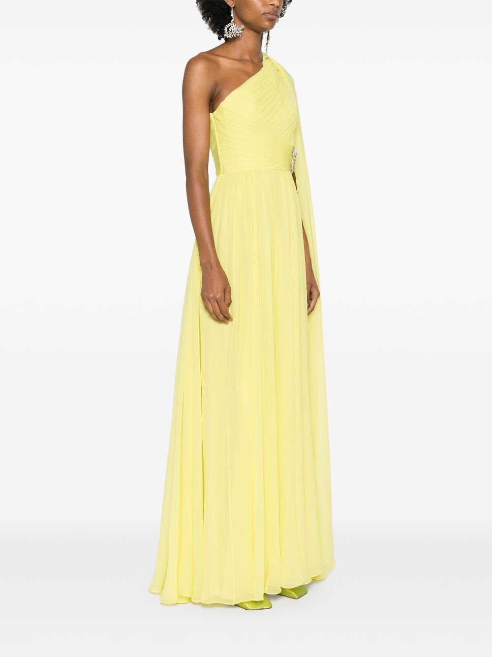 draped one-shoulder gown - 3