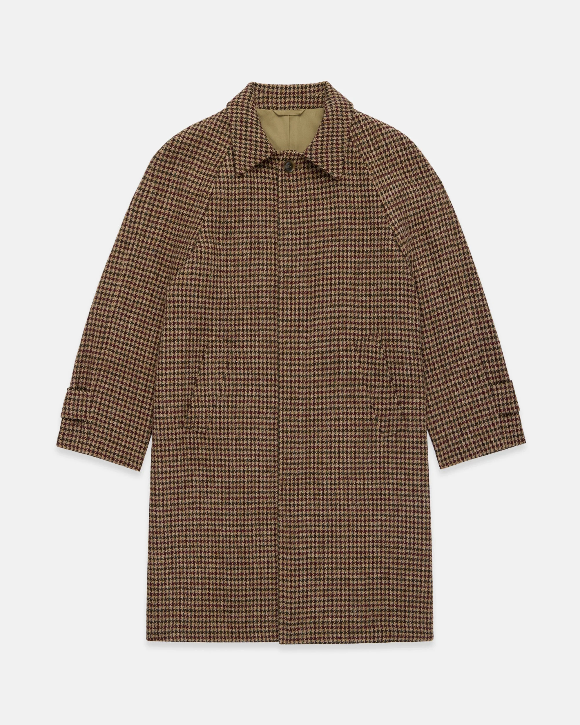 MADE-IN-ENGLAND TAN & OLIVE HOUNDSCHECK HARRIS TWEED BALMACAAN - 1