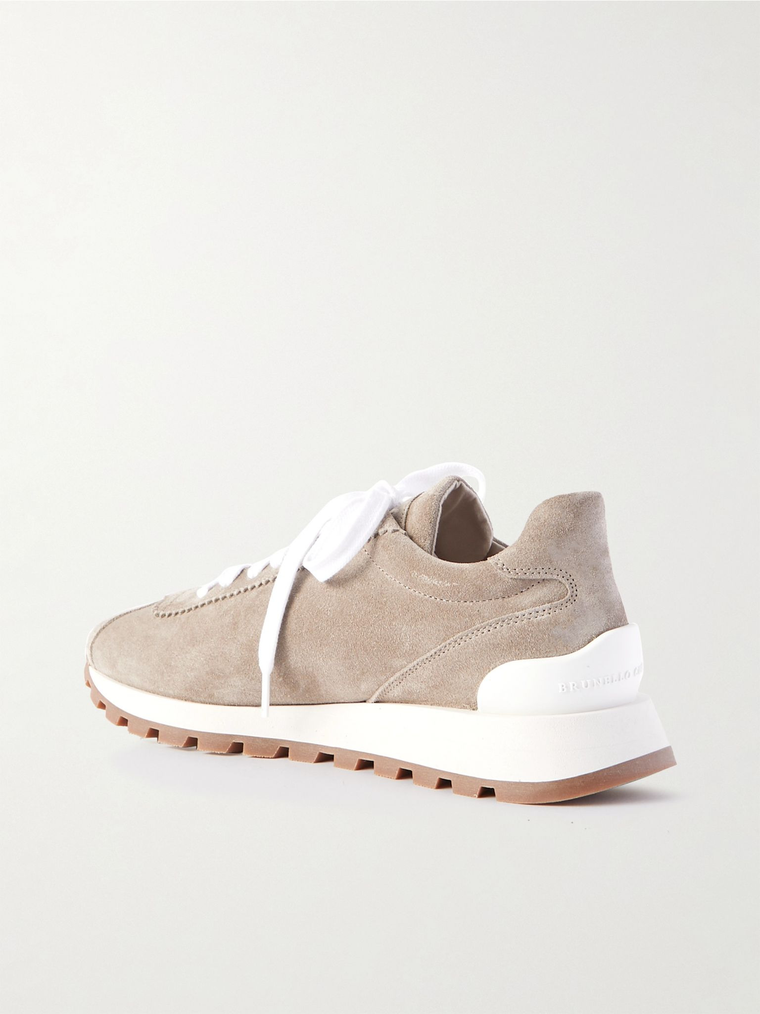 Bead-embellished suede sneakers Gray - 3