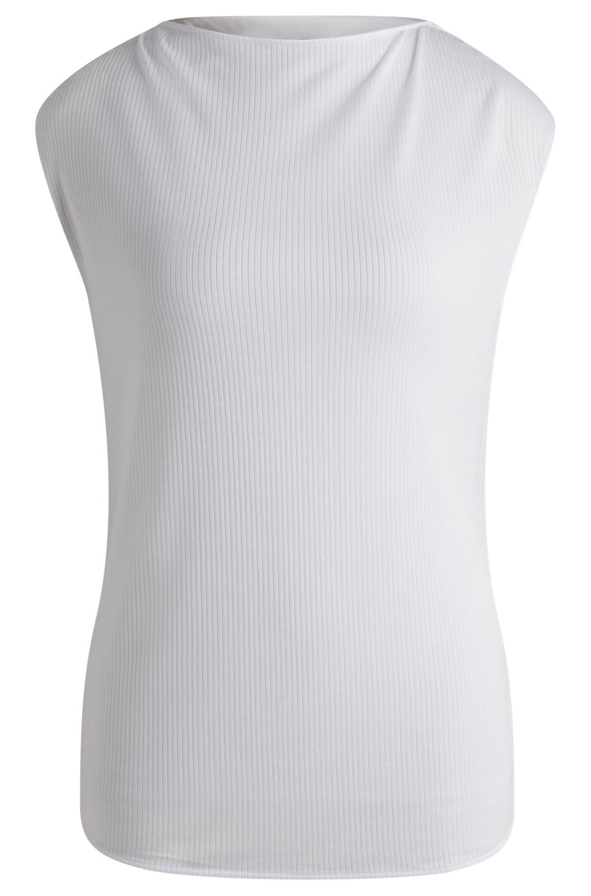 SLEEVELESS T-SHIRT WITH RIBBED FRONT - 1