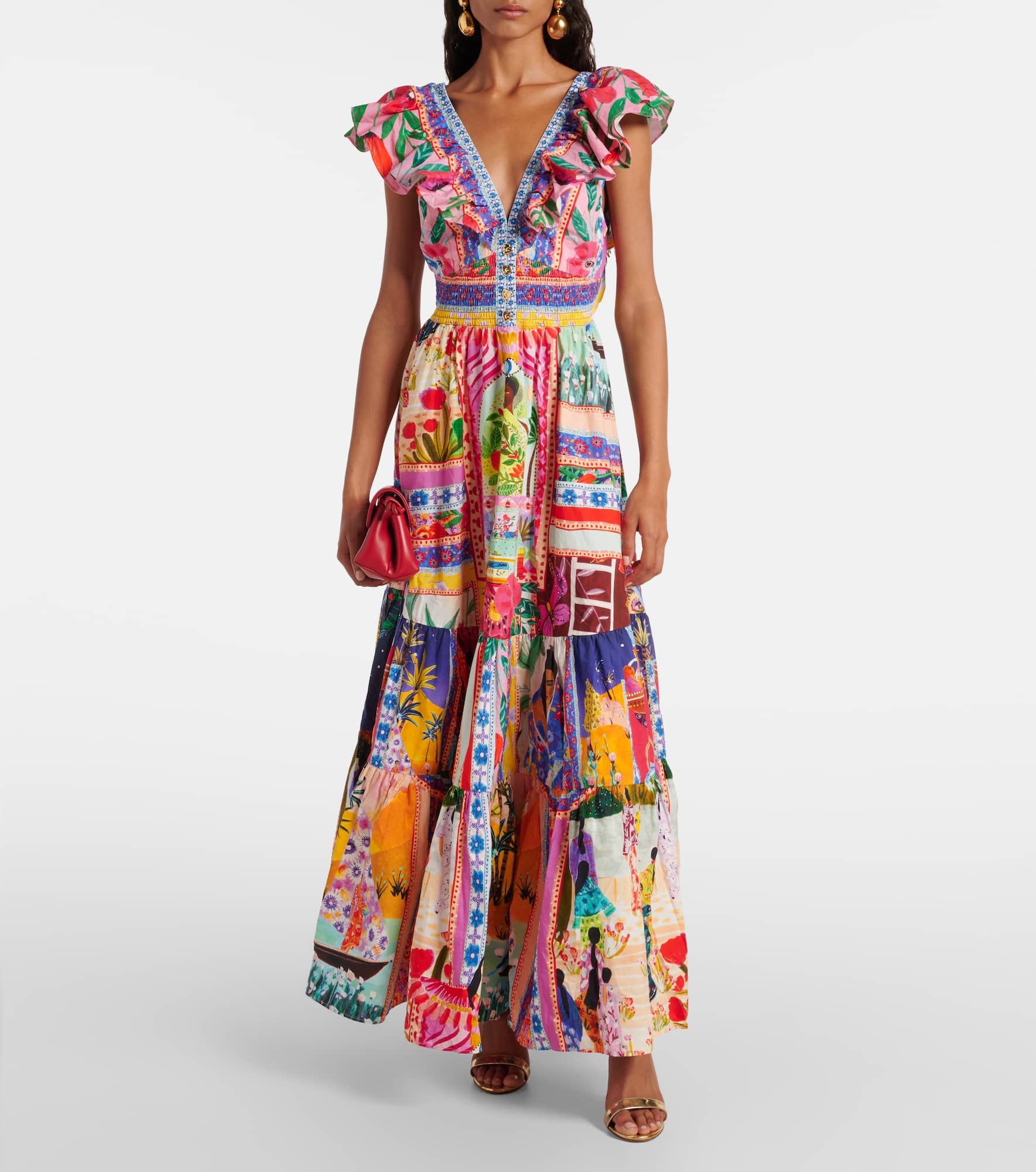 Embellished cutout cotton maxi dress - 2