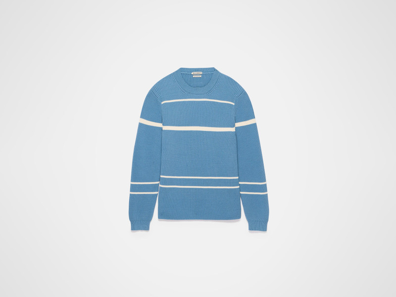 KNITTED STRIPED JUMPER TOP IN STEEL BLUE 1