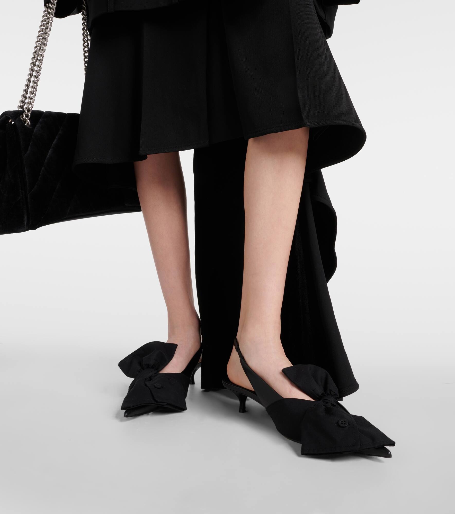 Bow-detail leather slingback pumps - 4