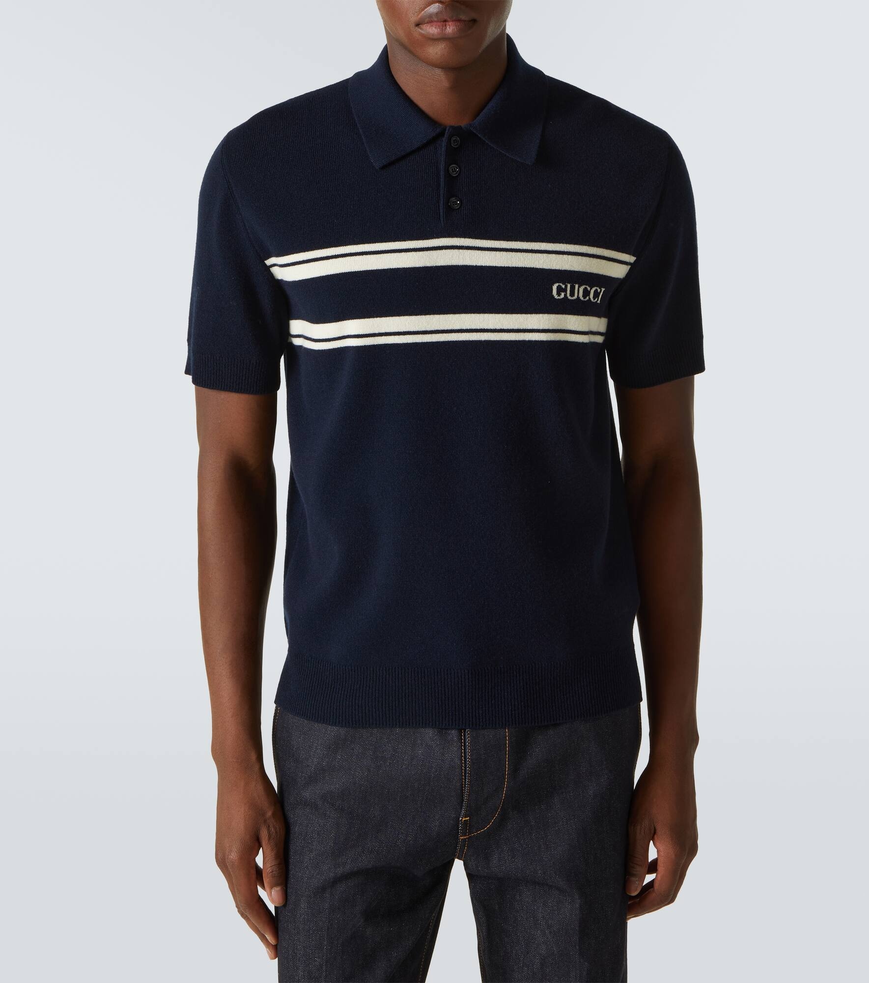 Logo wool and cashmere polo shirt - 3