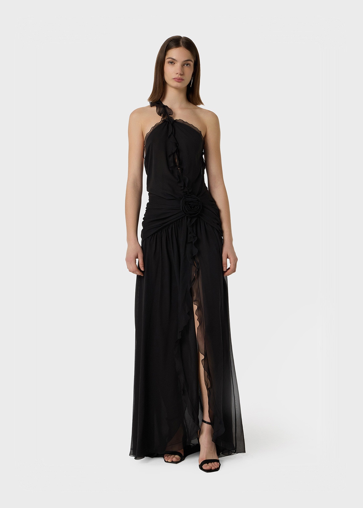 ONE-SHOULDER DRESS IN SILK GEORGETTE - 2