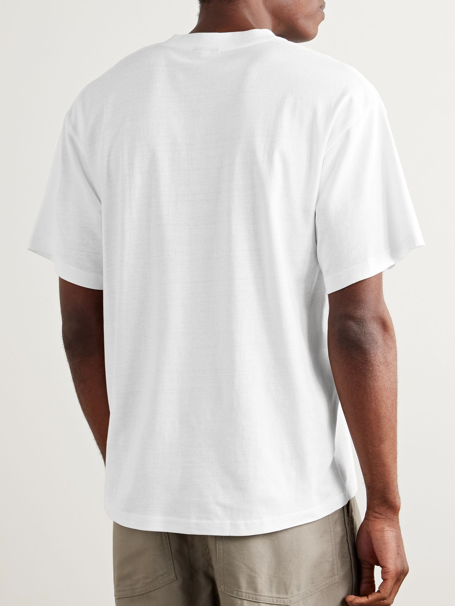 Logo-Print Cotton-Blend Jersey T-Shirt White - 4