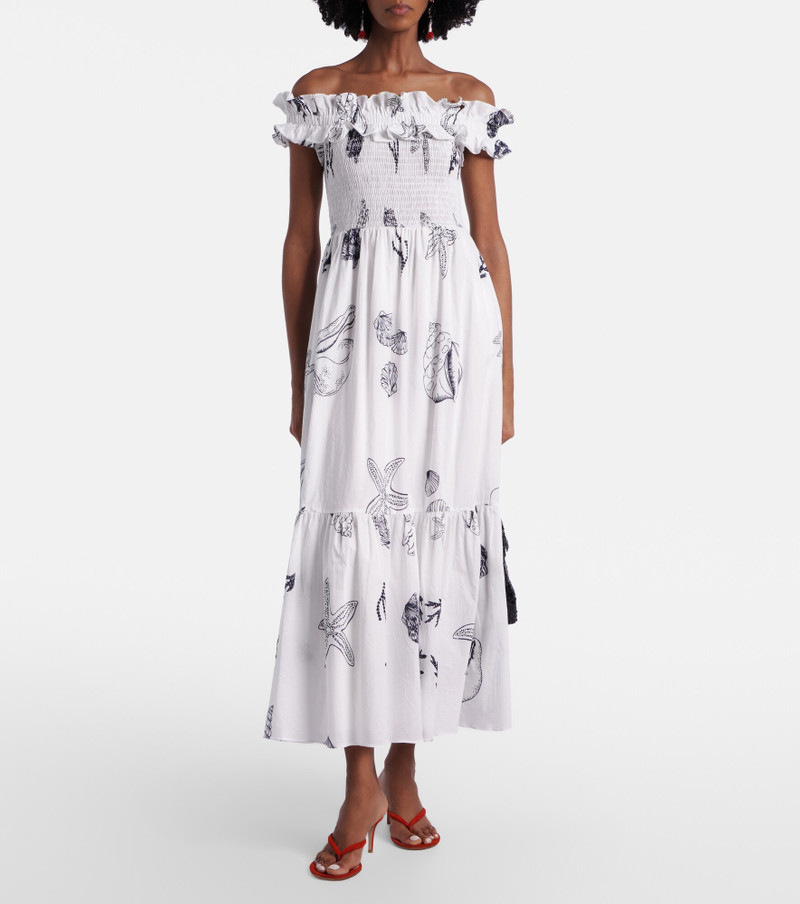 Poupette St Barth Suzanne shirred cotton muslin maxi dress outlook