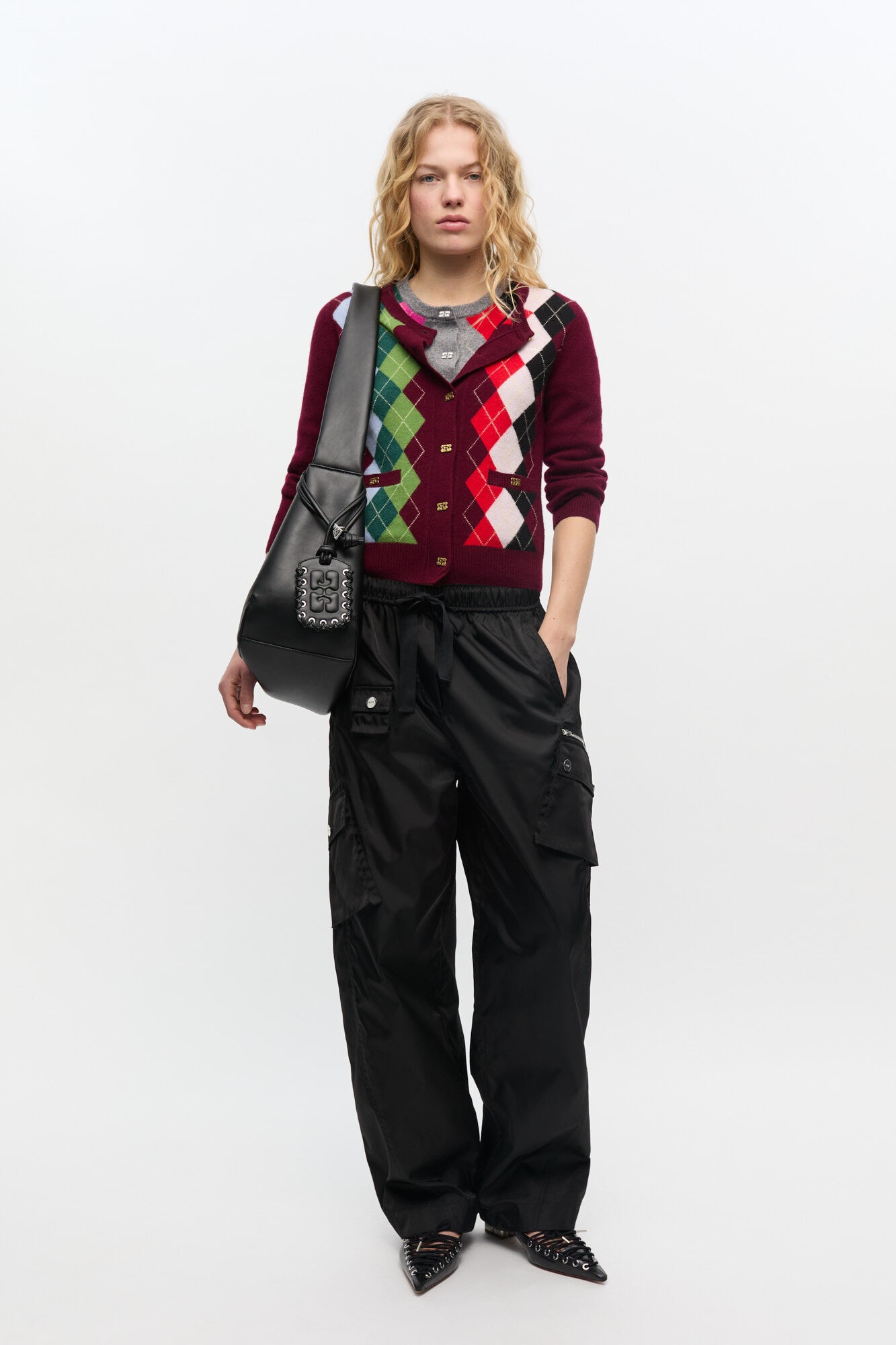 BURGUNDY CHECK CARDIGAN - 3