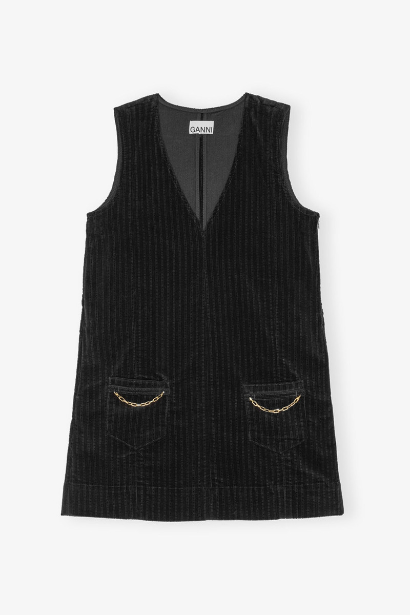 BLACK CORDUROY MINI DRESS 1