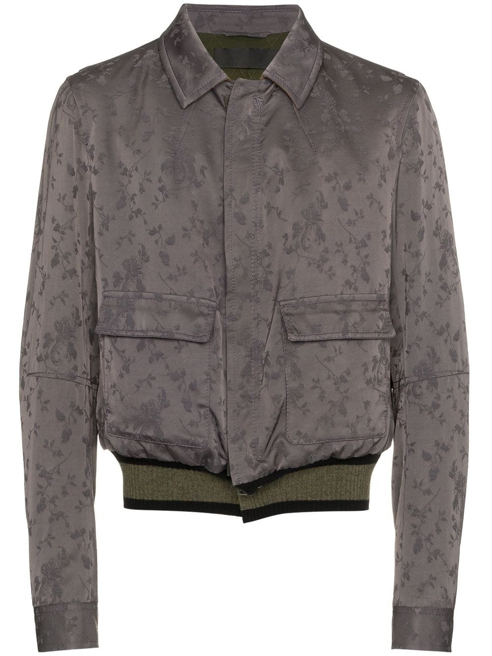 floral print wool and cotton blend bomber jacket - 1